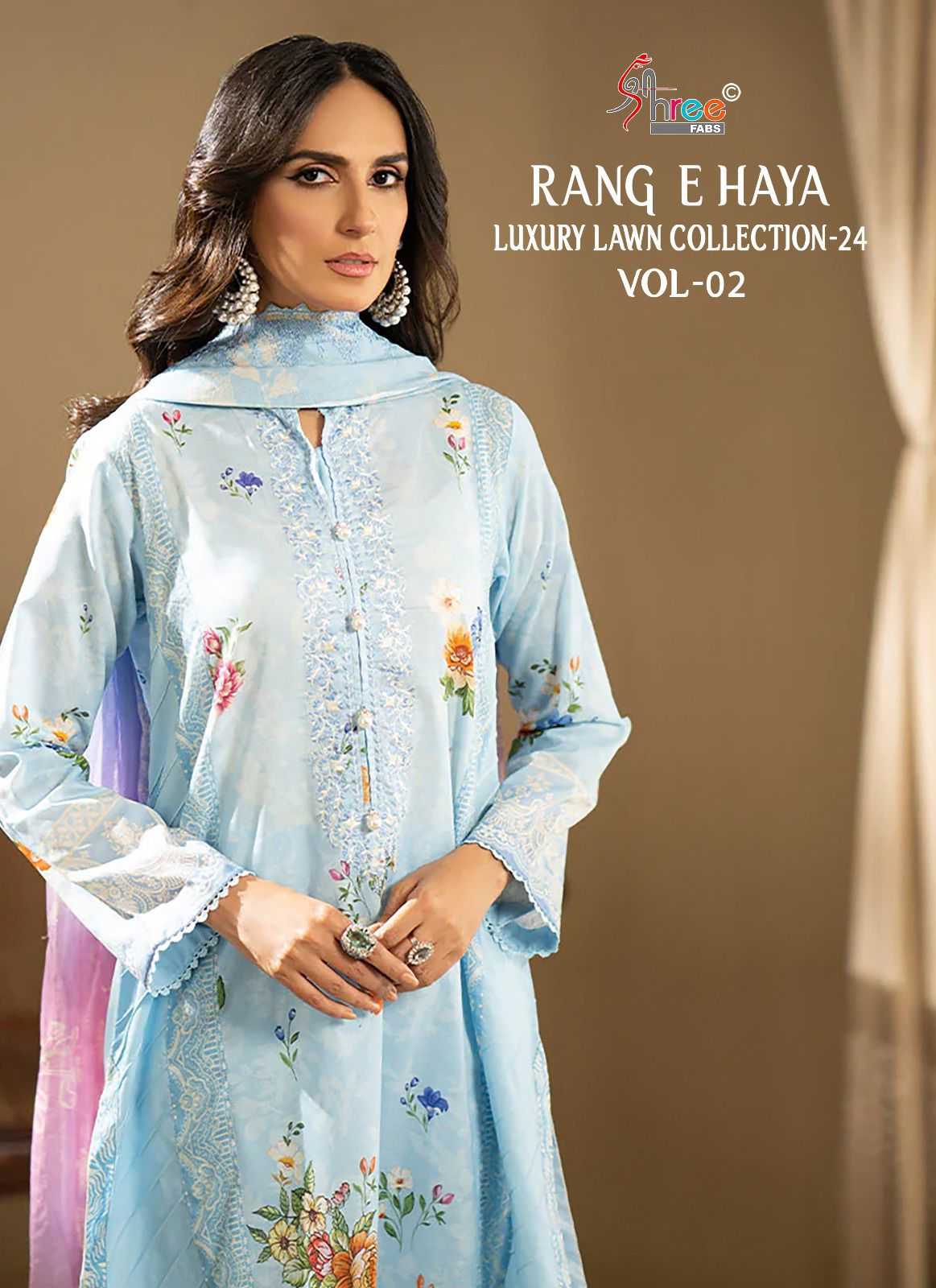 shree fabs rang e haya lux lawn collection vol 2 designer cotton with embroidery pakistani salwar suit collection 
