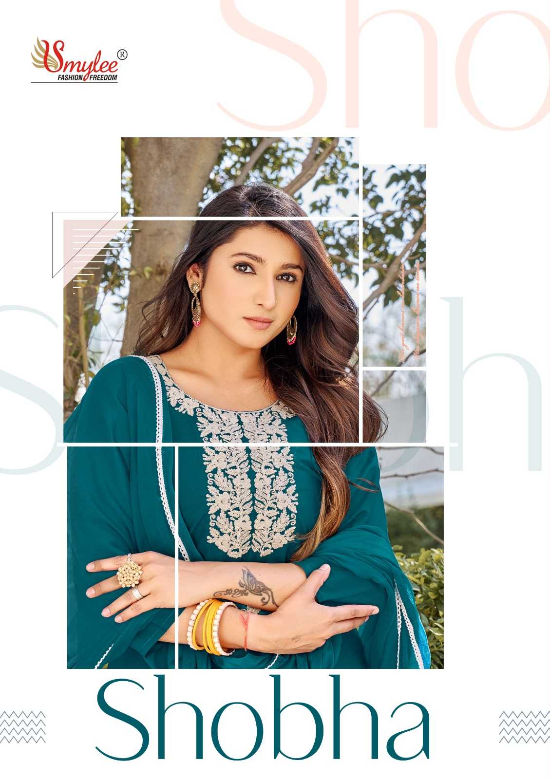 smylee shobha roman silk function wear readymade kurti pant dupatta 