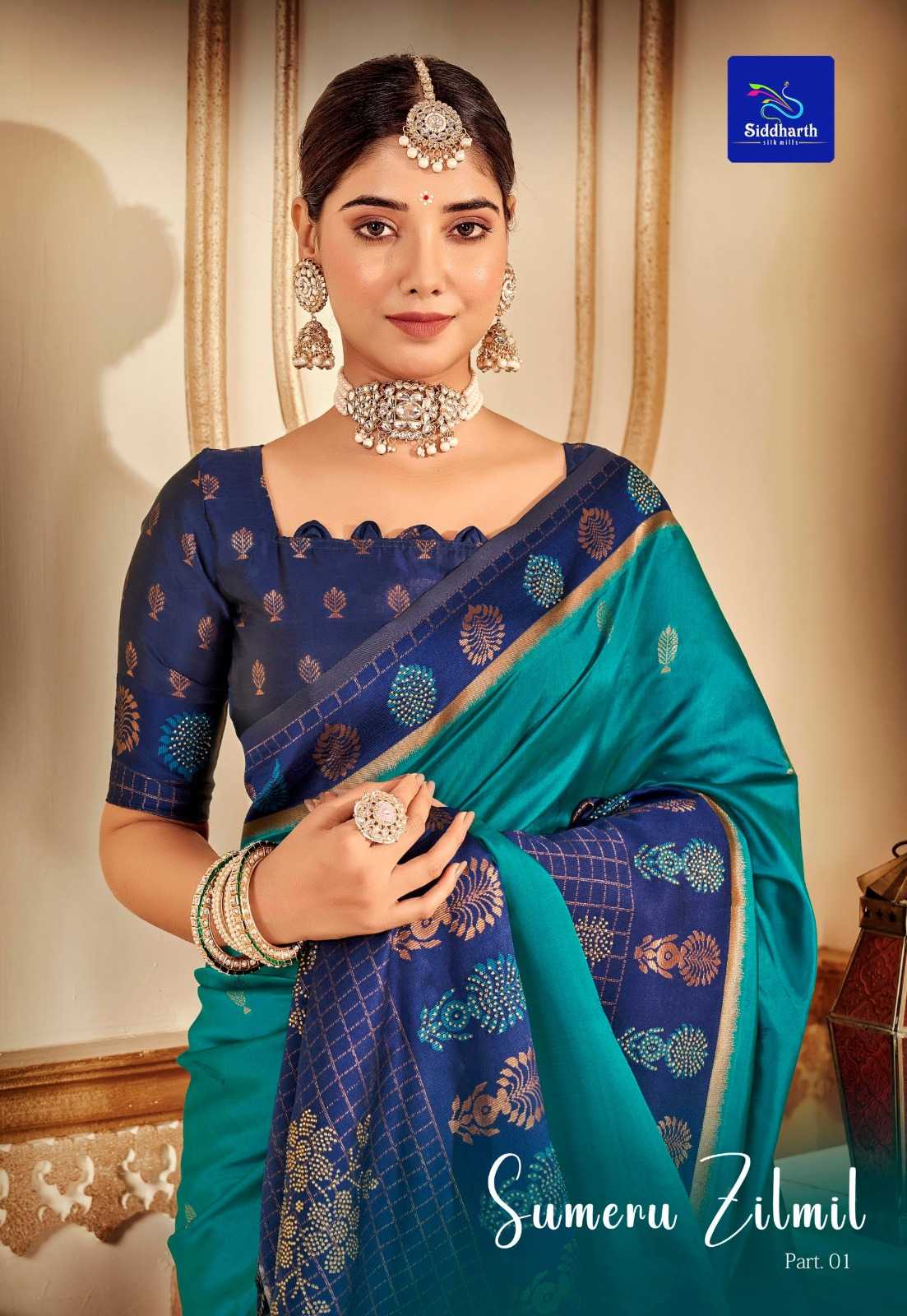 sumeru zilmil by siddharth silk mills fancy designer silk saree supplier 