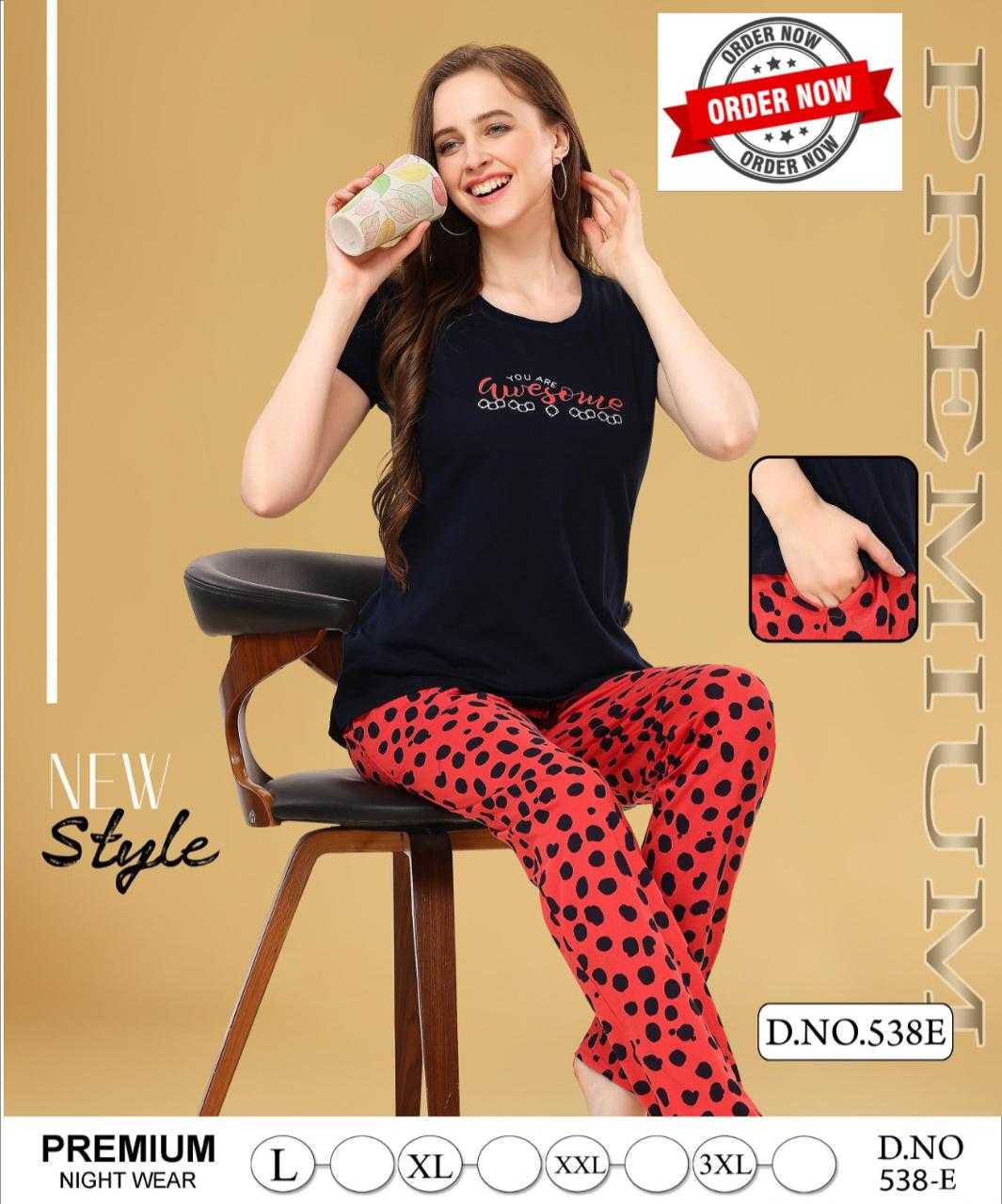 SUMMER SPECIAL VOL.PC538 Heavy Shinker Hosiery Cotton Fabric NIGHT SUIT CATALOG WHOLESALER BEST RATE