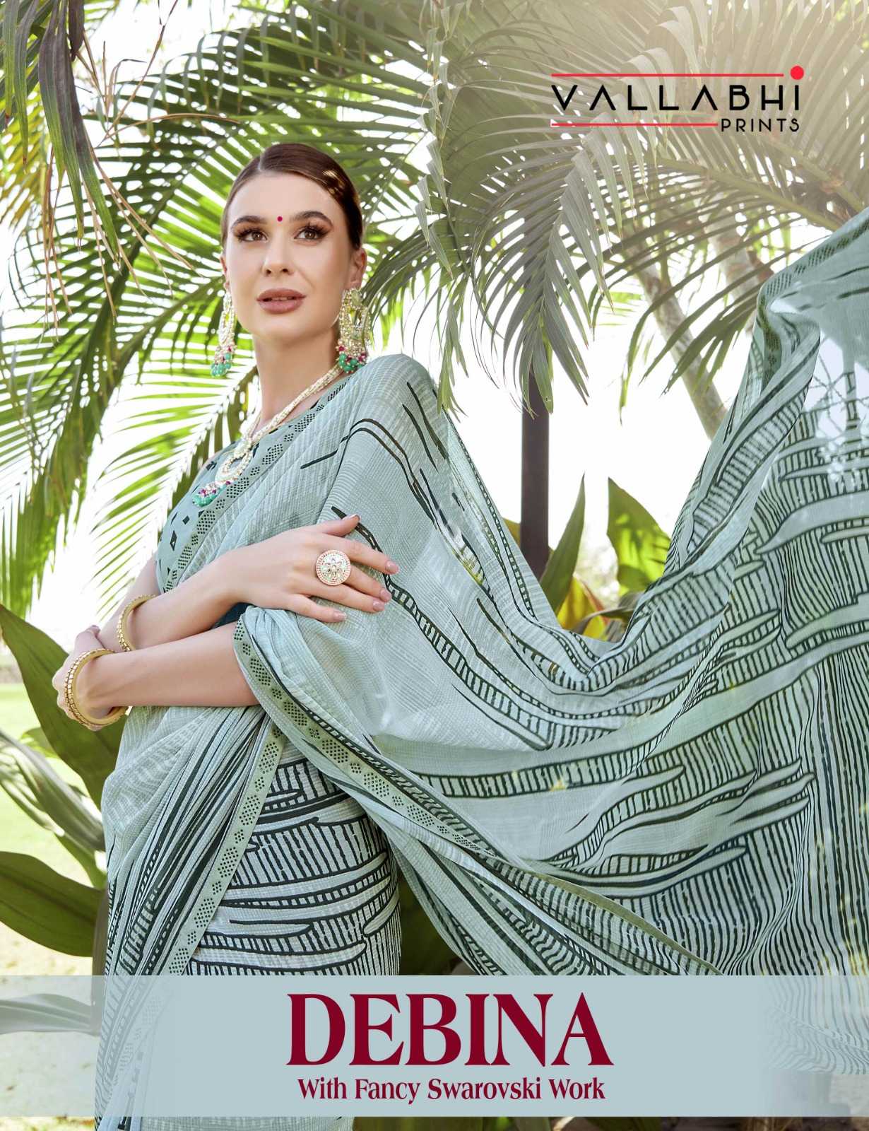vallabhi prints debina georgette floral print saree collection 