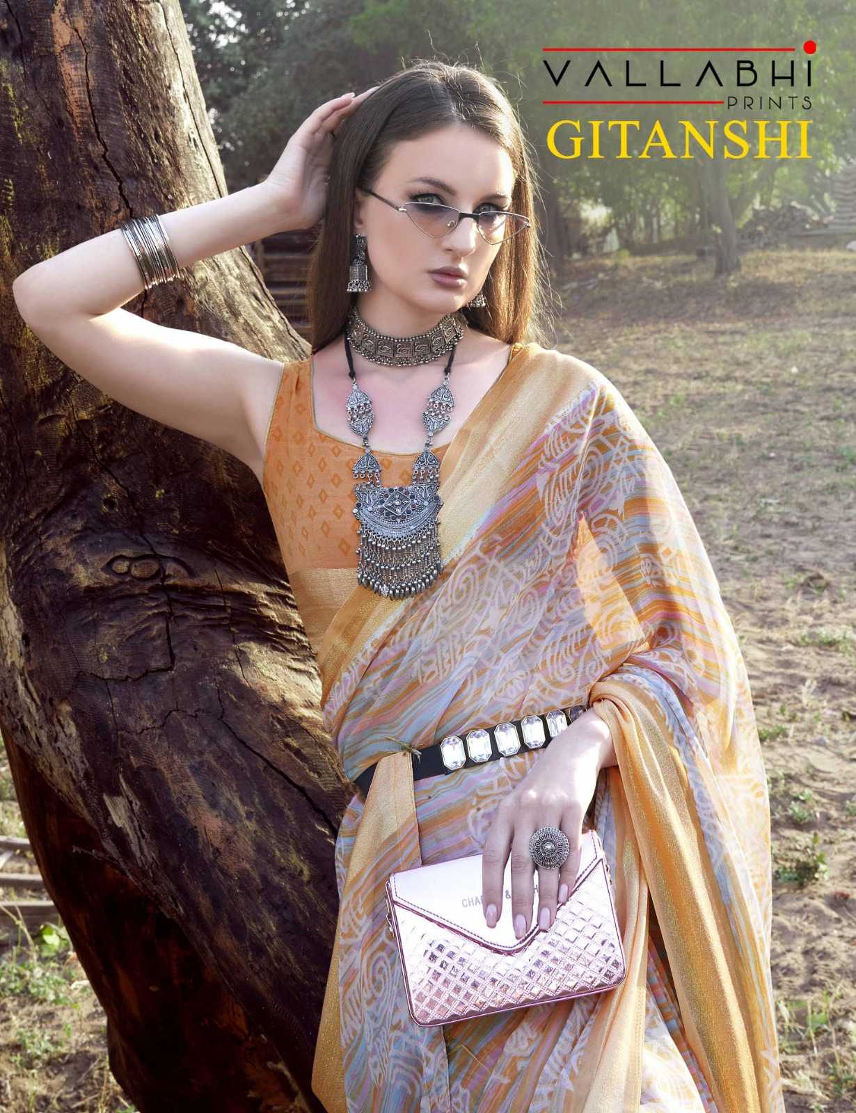 vallabhi prints gitanshi 26951-26956 classy look georgette printed sarees