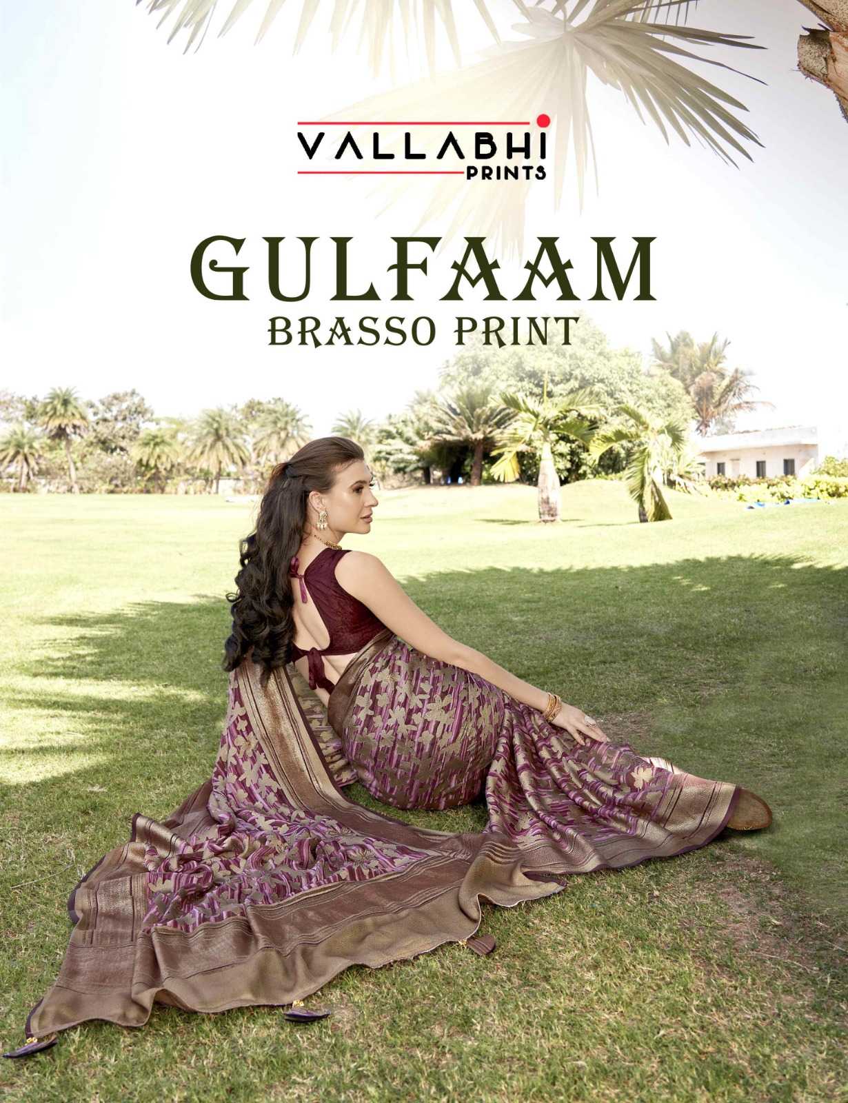 vallabhi prints gulfaam fancy brasso flower print sarees