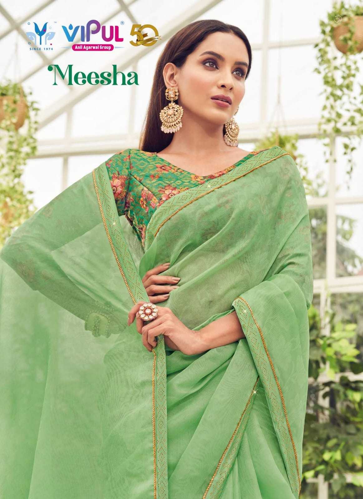 vipul fashion meesha beautiful organza jacquard digital print sarees