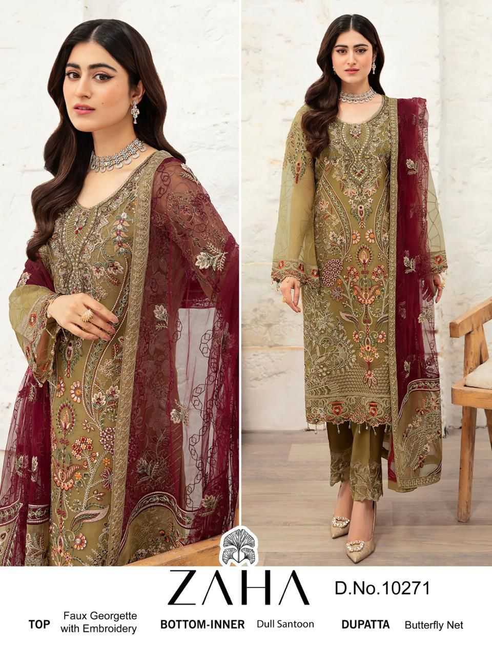 zaha 10271 pakistani georgette work single design unstitch suit