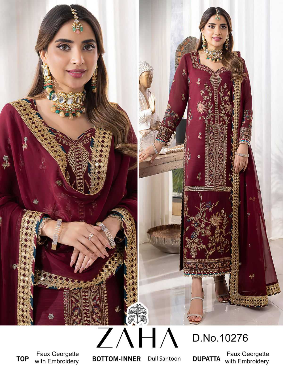 zaha 10276 single design pakistani unstitch suit