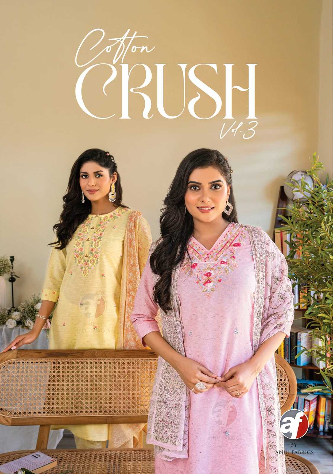anju fab cotton crush vol 3 exclusive flex cotton handwork readymade salwar suit