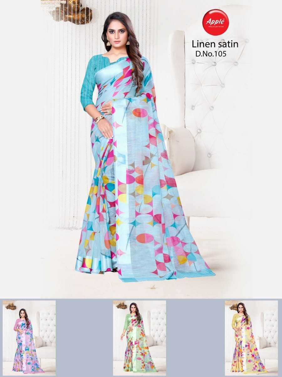 apple sarees new trendy linen satin soft linen saree with blouse