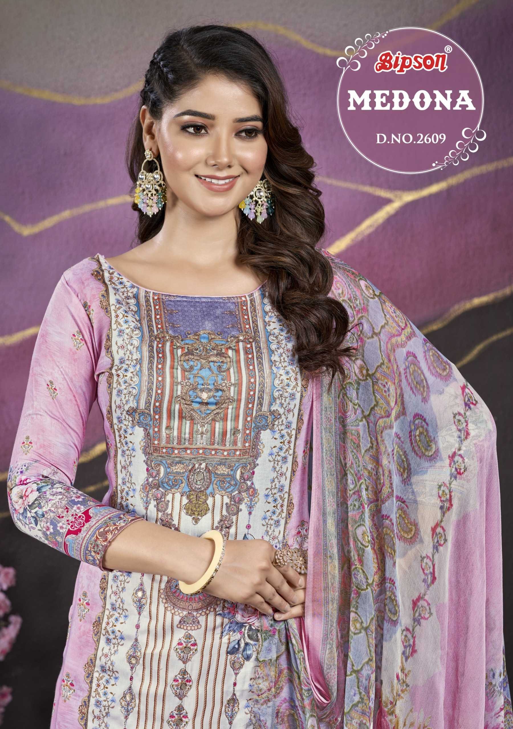 bipson medona 2609 fancy & comfortable pure satin salwar suit dress material