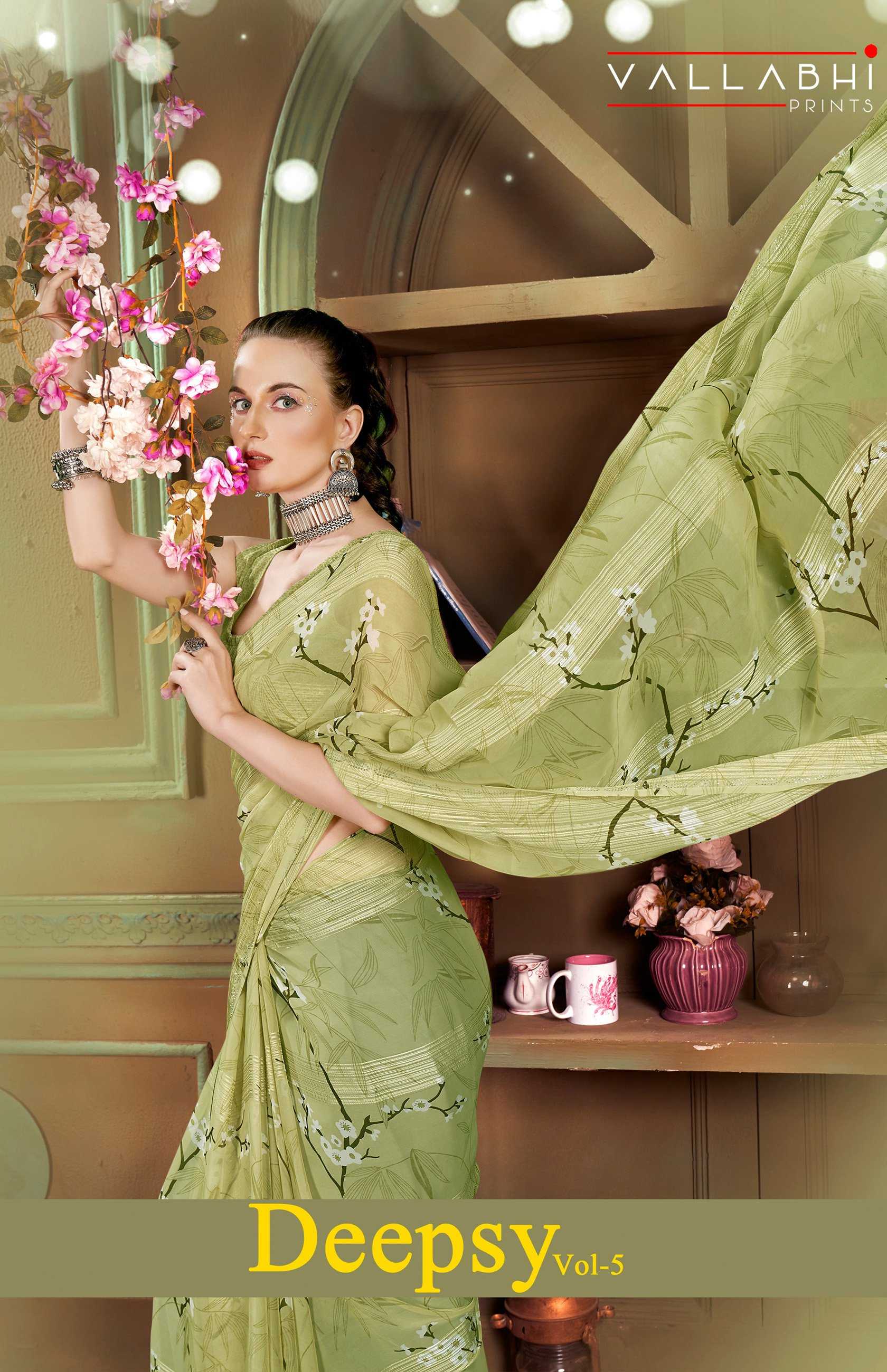 deepsy vol 5 by vallabhi prints daily use fancy georgette saree with blouse 