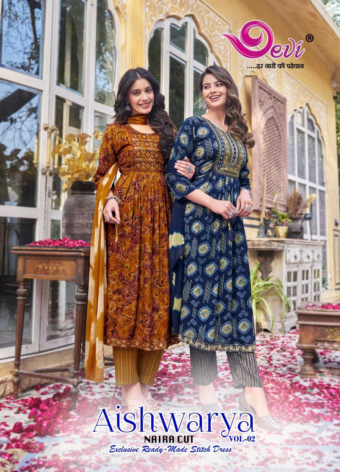 devi present aishwarya 2 naira cut fancy pure rayon readymade salwar kameez