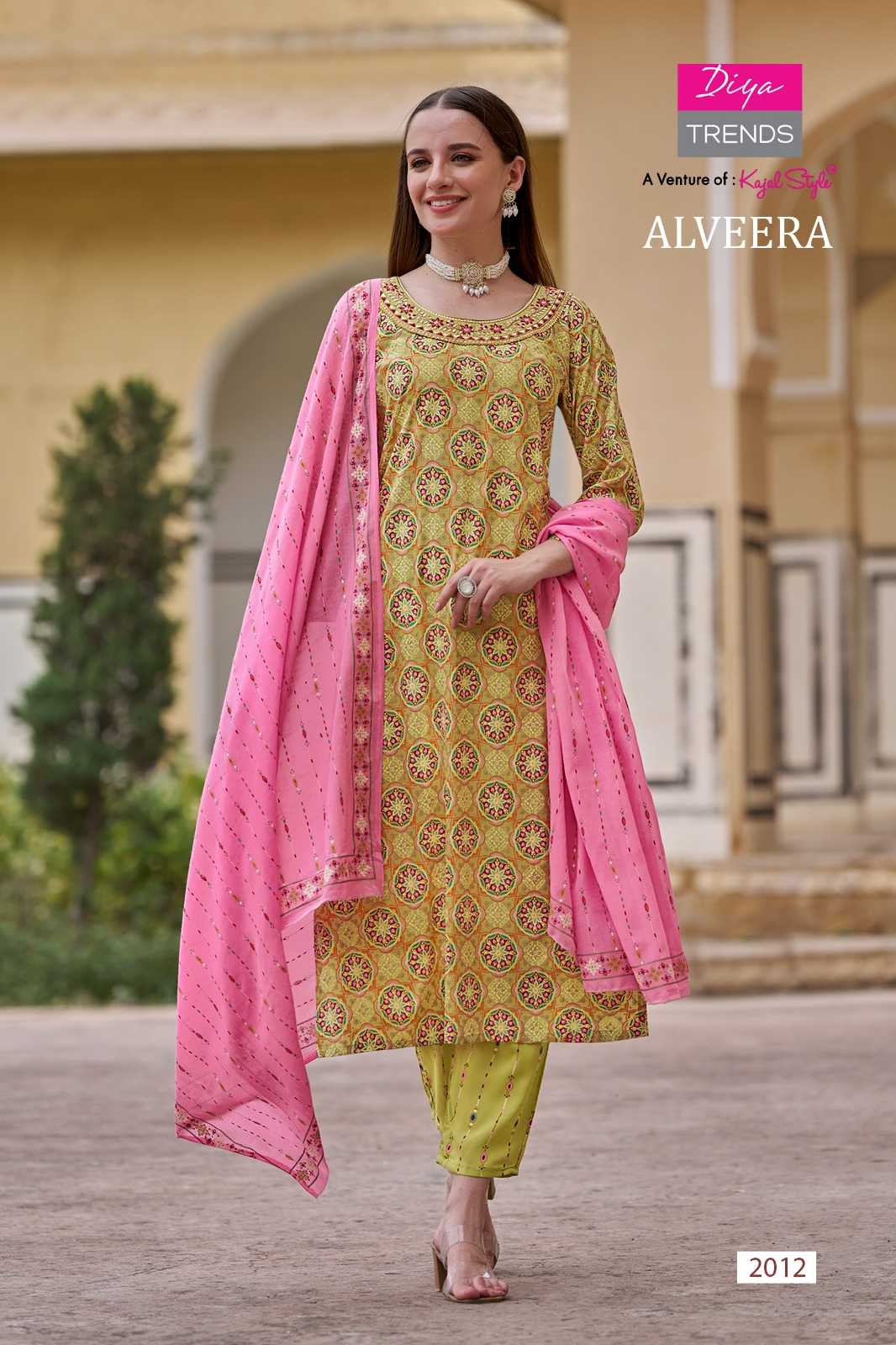 diya trends alveera trendy readymade straight kurti pant dupatta
