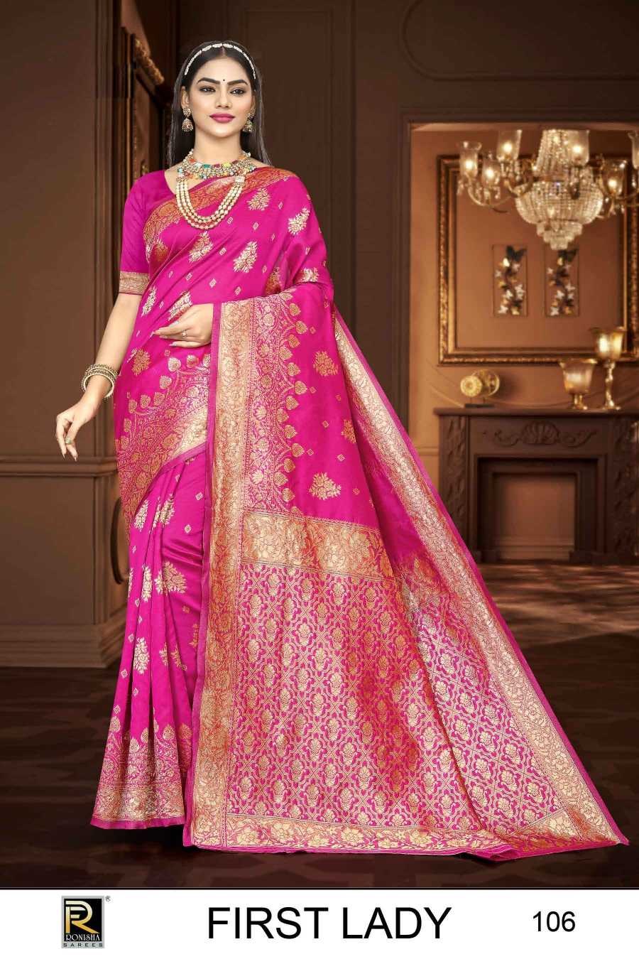 FIRST LADY  BY RANJNA SAREE BANARASI SILK PREMIUM FABRICS SUPER HIT COLLECTION SAREES