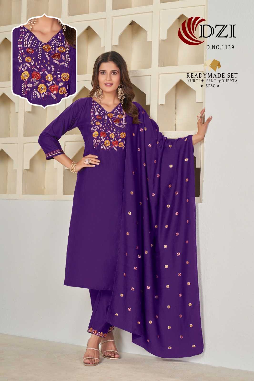 Kajree fashion 1139-1140 Roman silk With Cotton ready made kurti pant and duppta salwar kameez