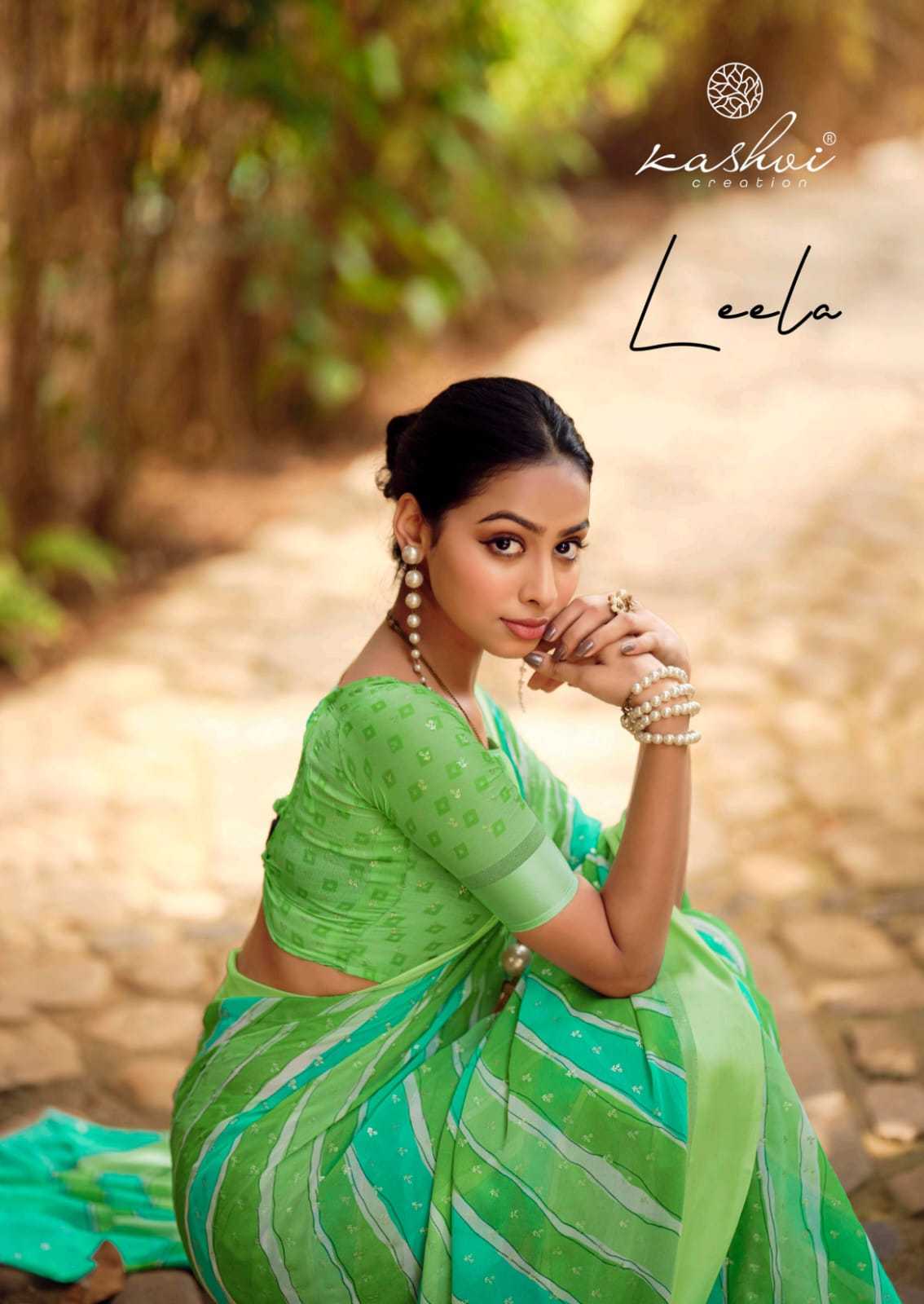 kashvi creation present leela festival dull moss satin with foil print online saree supplier