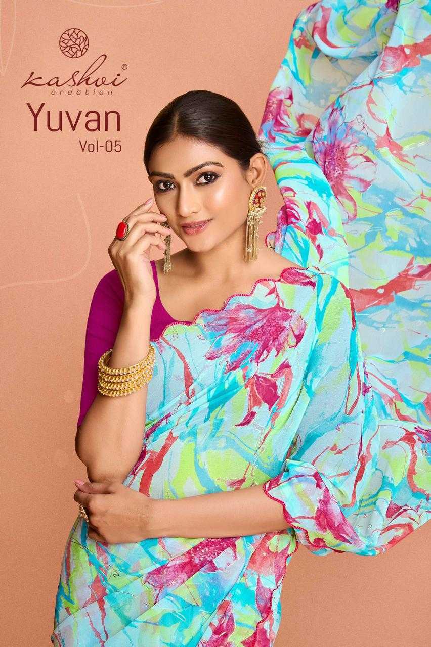 kashvi creation yuvan vol 5 daily wear georgette saree collection 