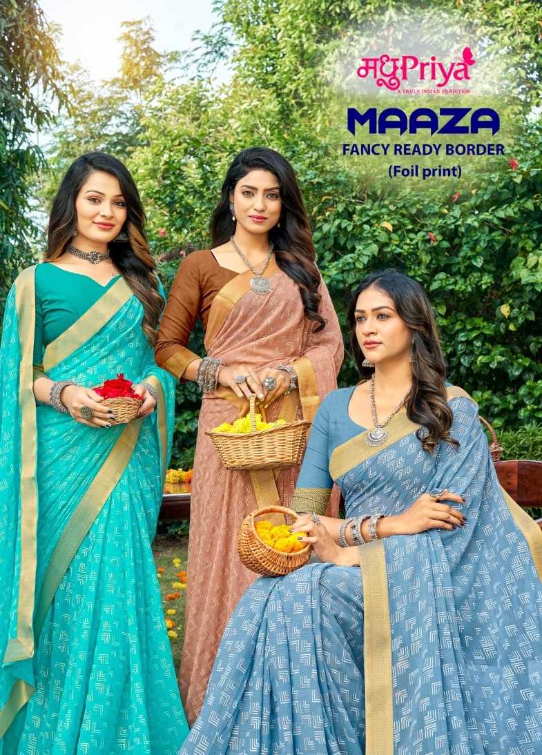 maaza vol 1 by madhupriya daily wear foil printed sarees
