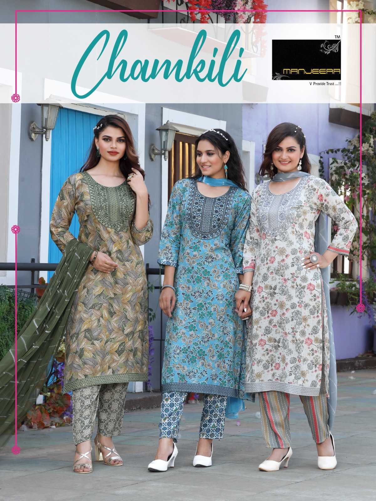 manjeera chamkili fancy capsule fashionable design full stitch salwar kameez