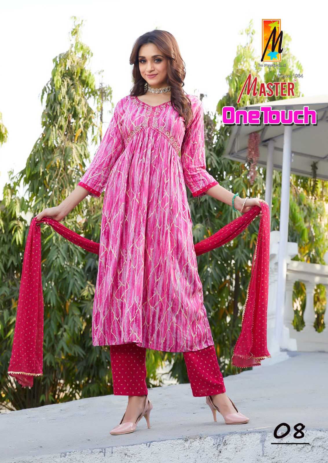 master presents one touch beautiful aaliya cut rayon full stitch salwar kameez 