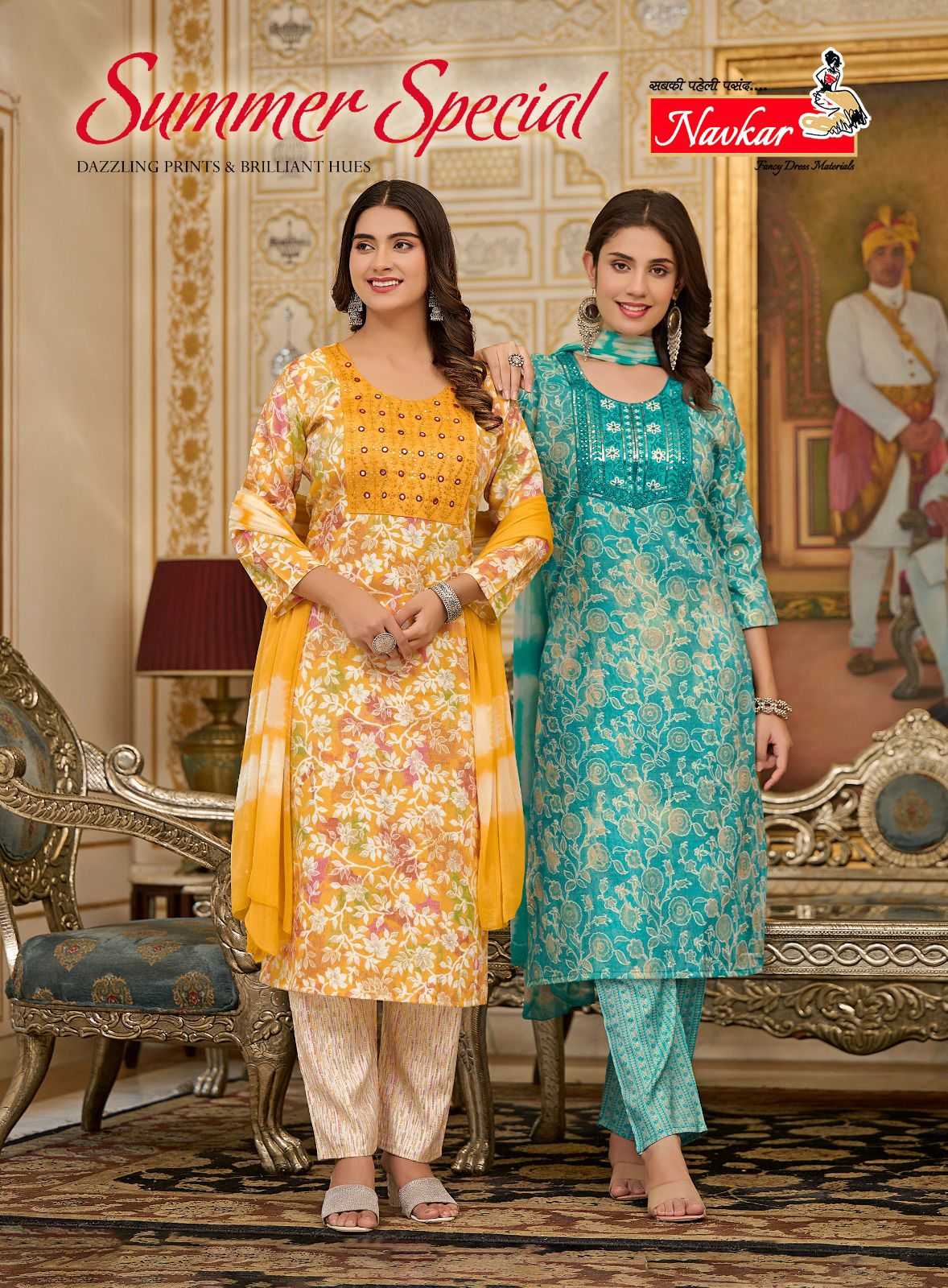 navkar summer special vol 1 stylish rayon embroidery work full stitch salwar suit 