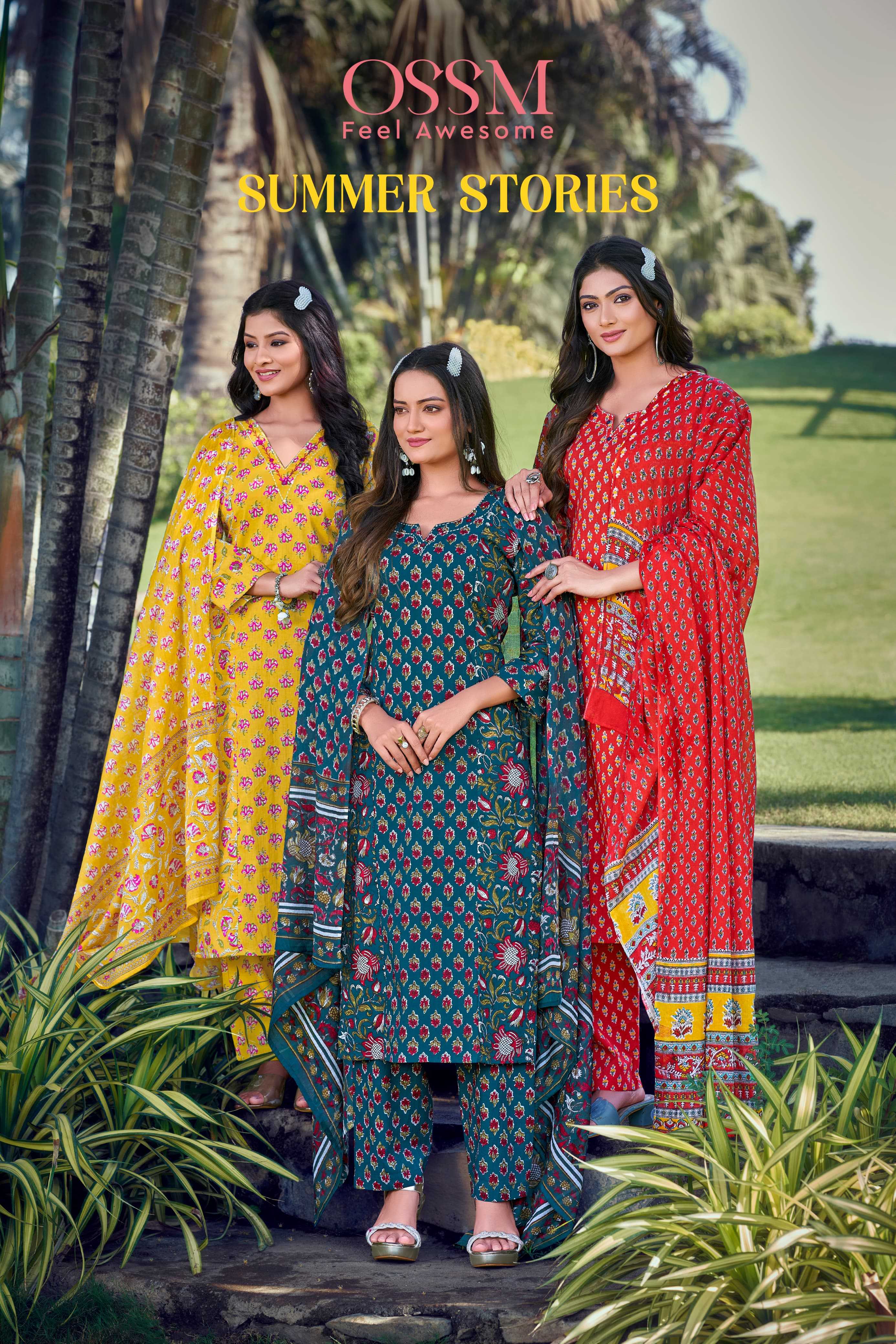 ossm summer stories cotton 3pc collection readymade suits surat 