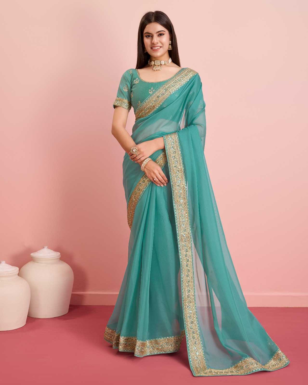 pr drashti fashionable design soft organza fancy saree wholesaler