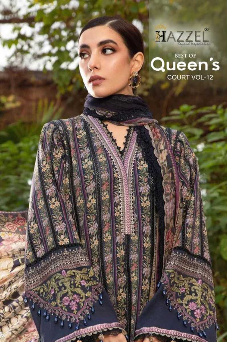 queen’s court vol 12 by hazzel prints cotton with exclusive pakistani salwar suit exports
