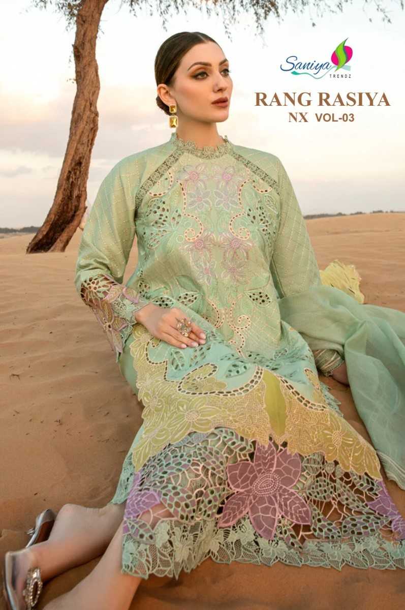 rang rasiya nx vol 3 by saniya trendz ethnic style chikankari pakistani salwar suit