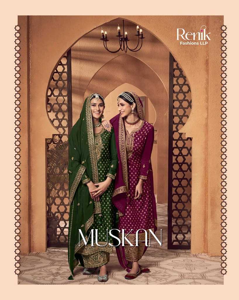 renik fashions presents muskan stylish viscose dola jacquard with embroidery work salwar suit dress material