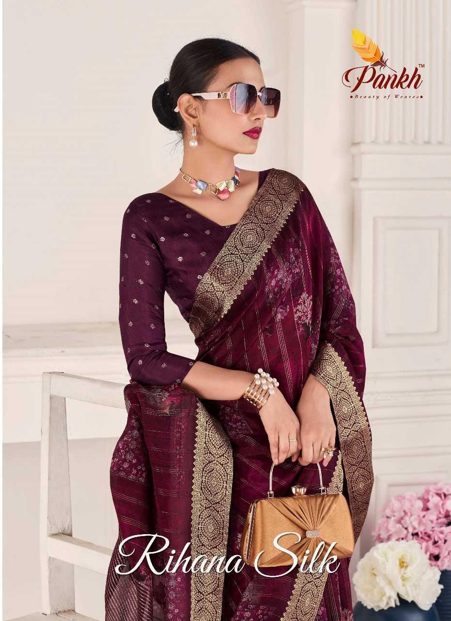 riha silk by pankh fancy occasion wear viscose silk saree wholesaler