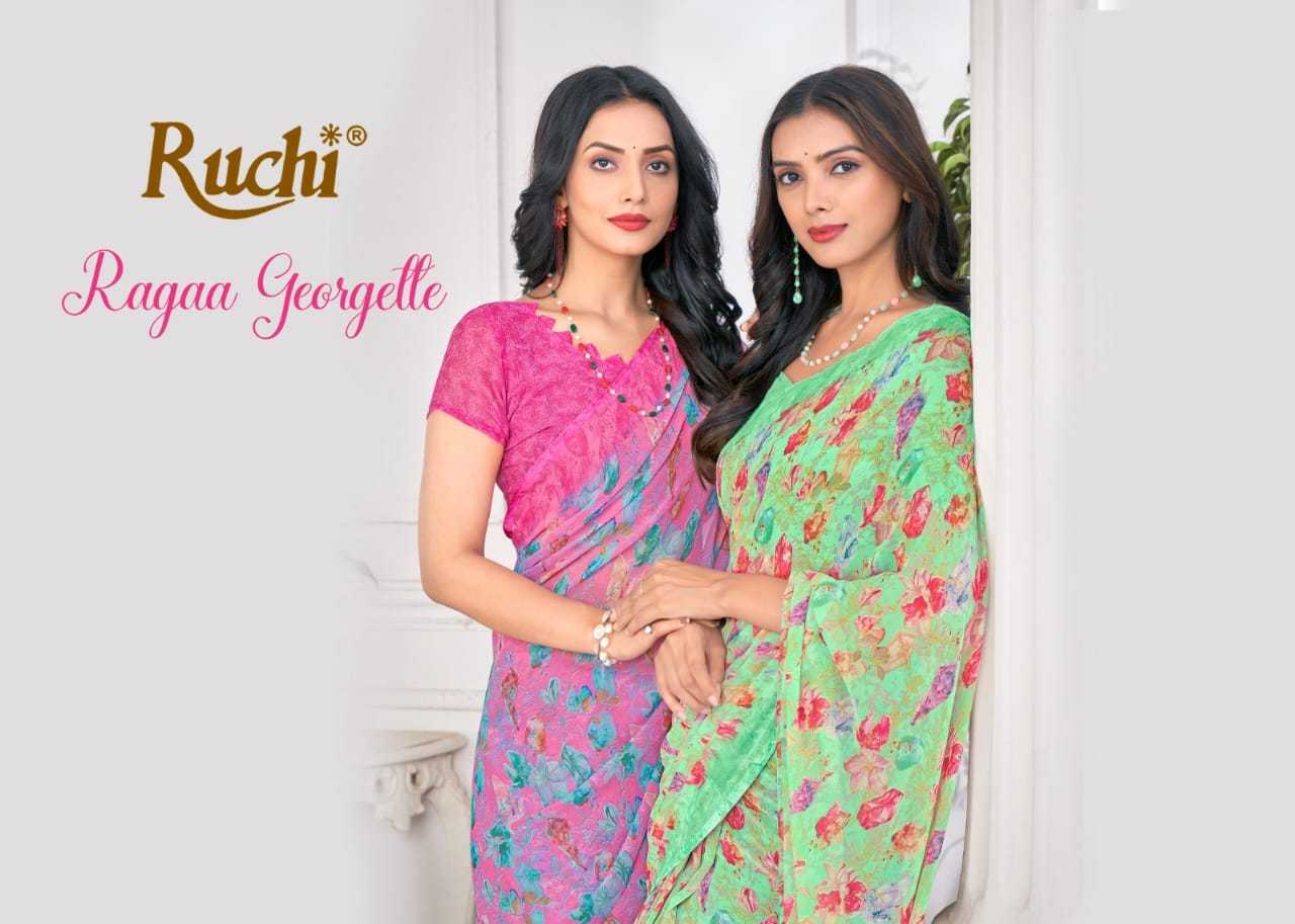 ruchi ragaa georgette vol 9 fancy flower printed saree collection 