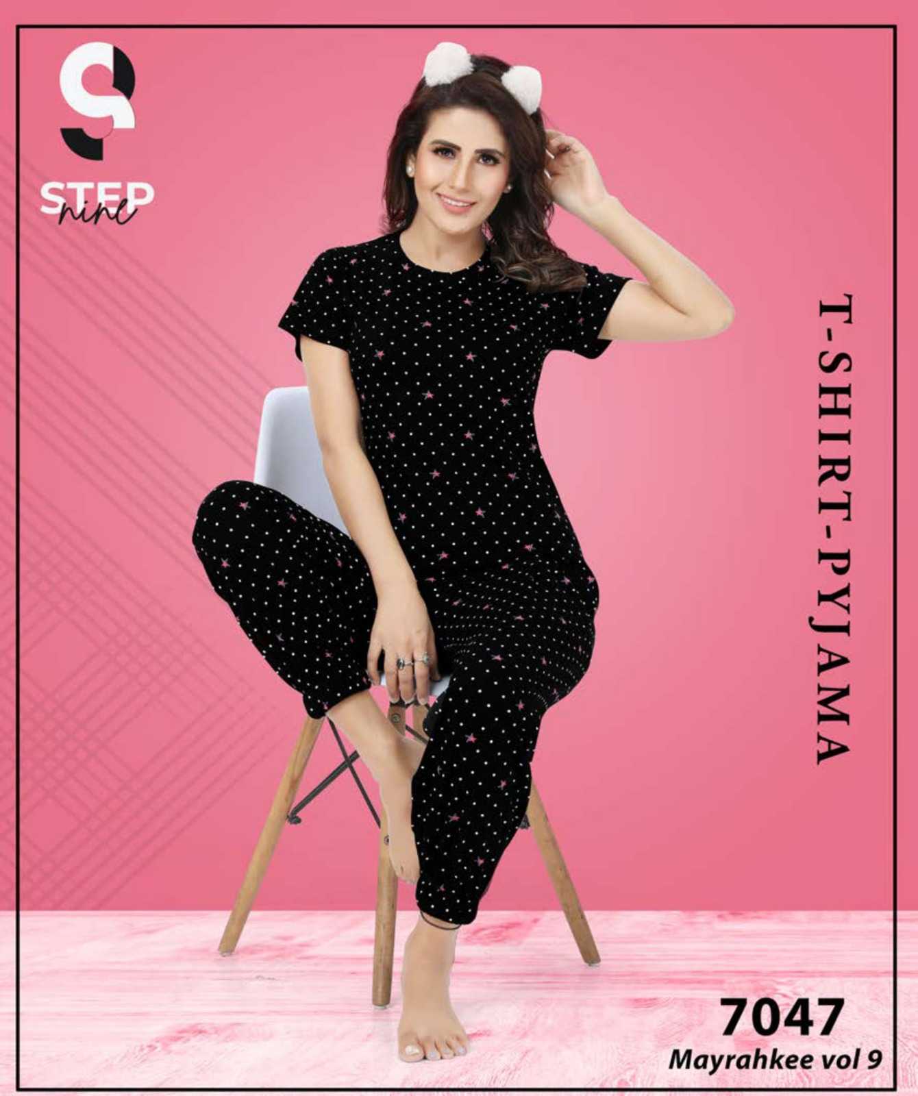 step9 mayrahkee vol 9 simple design fullstitch cotton tshirt payjama night dress 