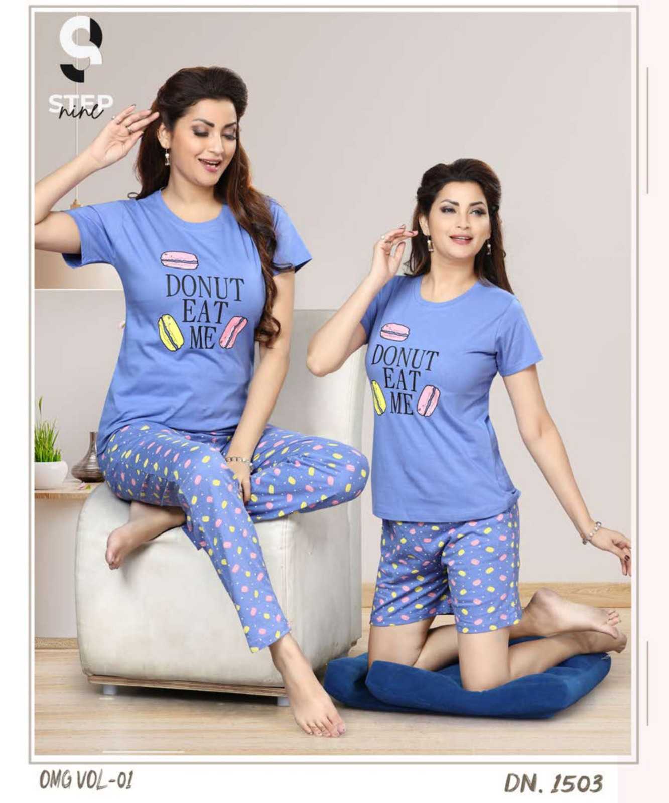 step9 omg vol 01 fancy readymade cotton hosiery night suits and capri