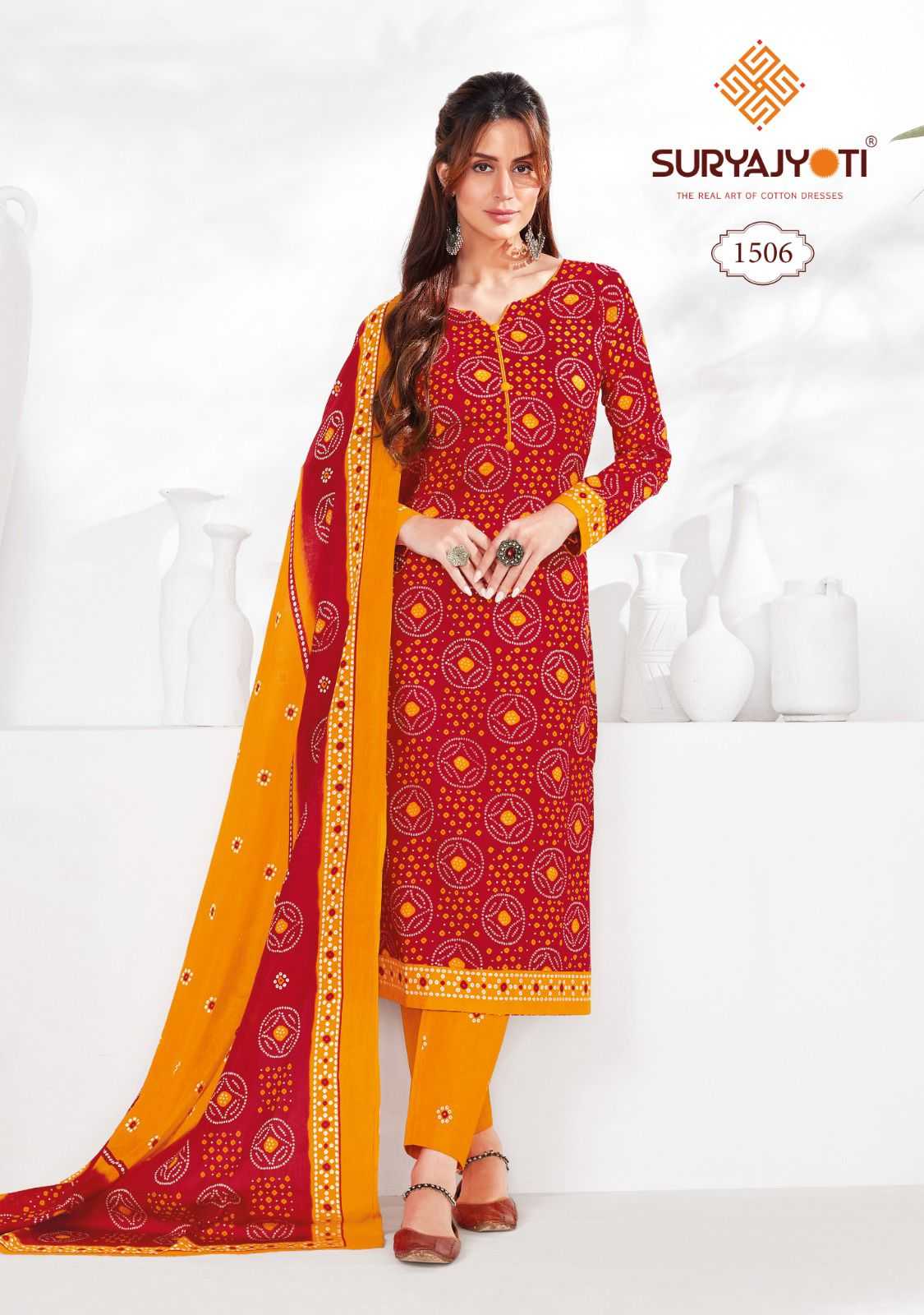 suryajyoti bandhani special vol 15 fancy cotton readymade salwar kameez