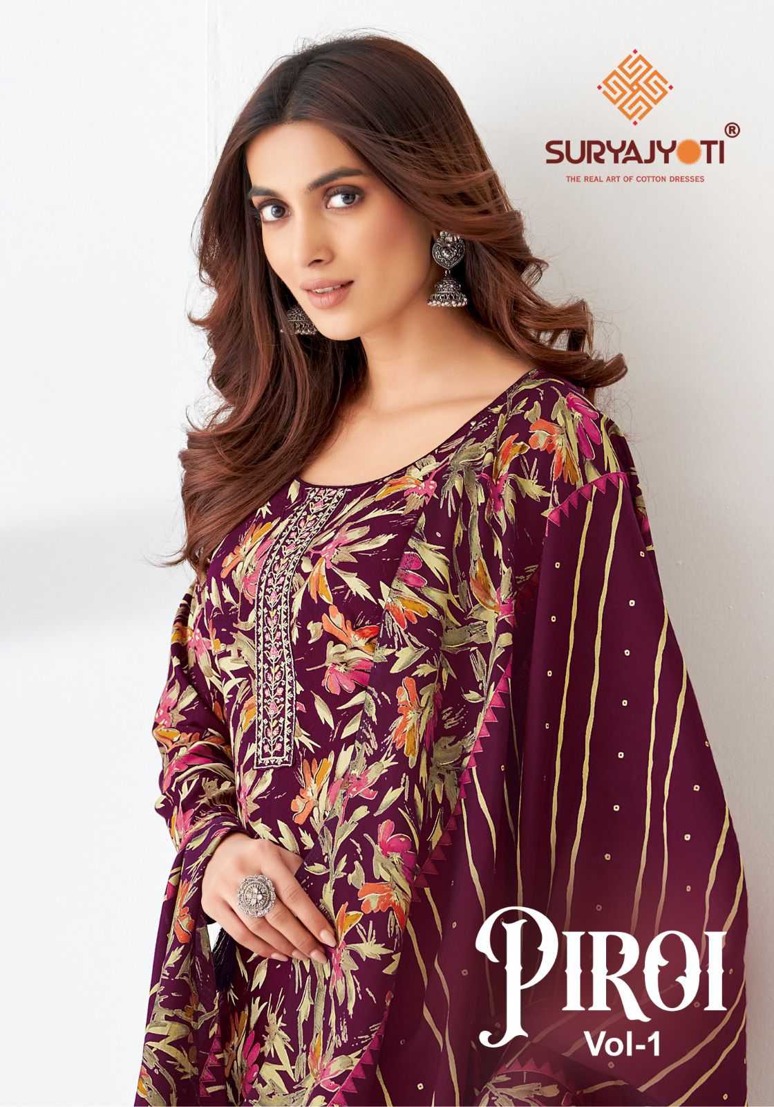 suryajyoti piroi vol 1 casual wear rayon print salwar suit dress material