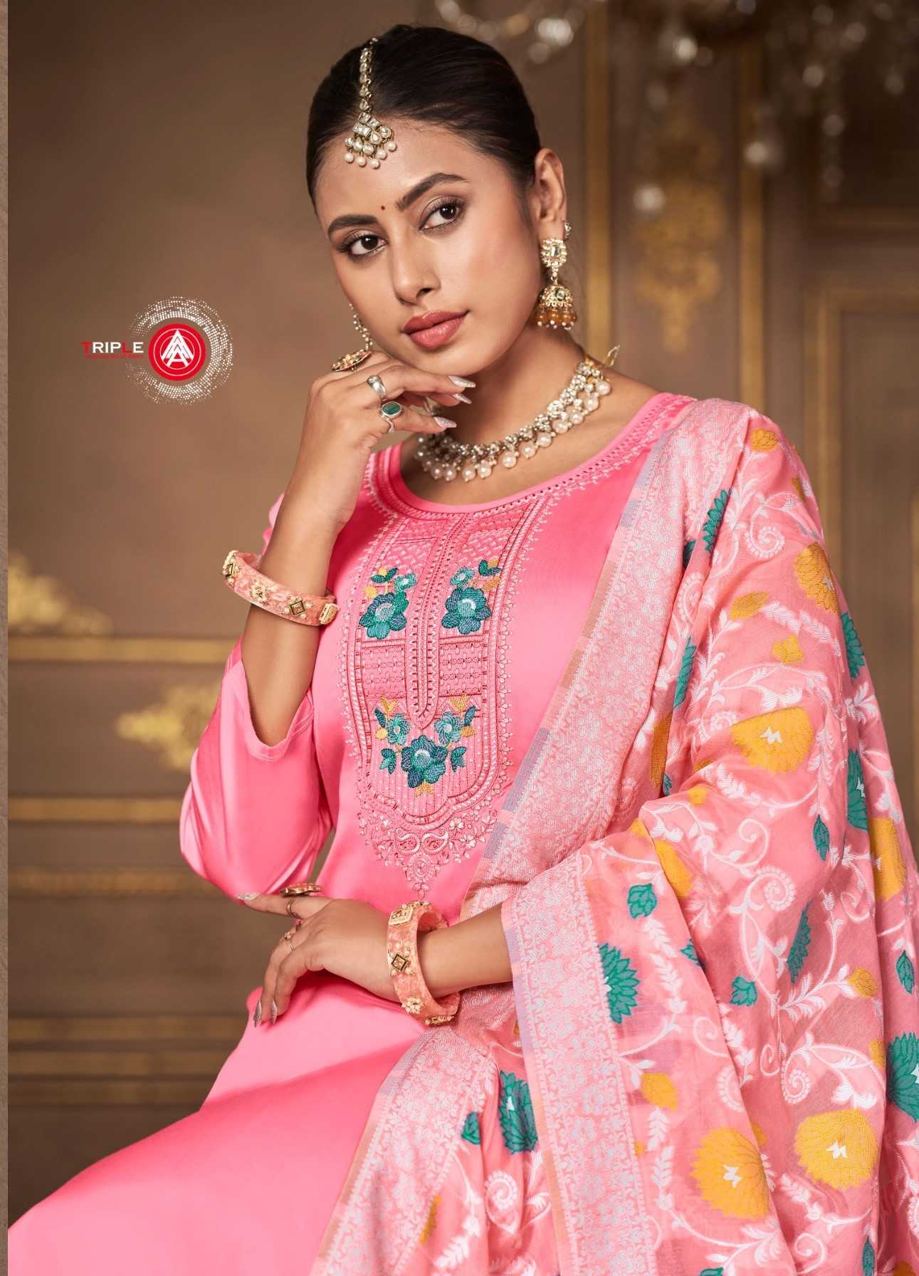 triple a aas edition vol 6 fancy jam silk cotton salwar kameez material