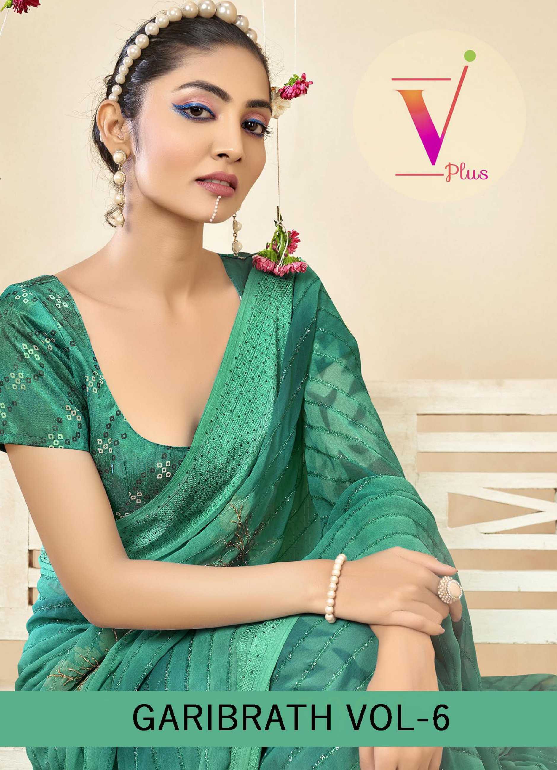 v plush garibrath vol 6 amazing design embroidered work georgette saree 