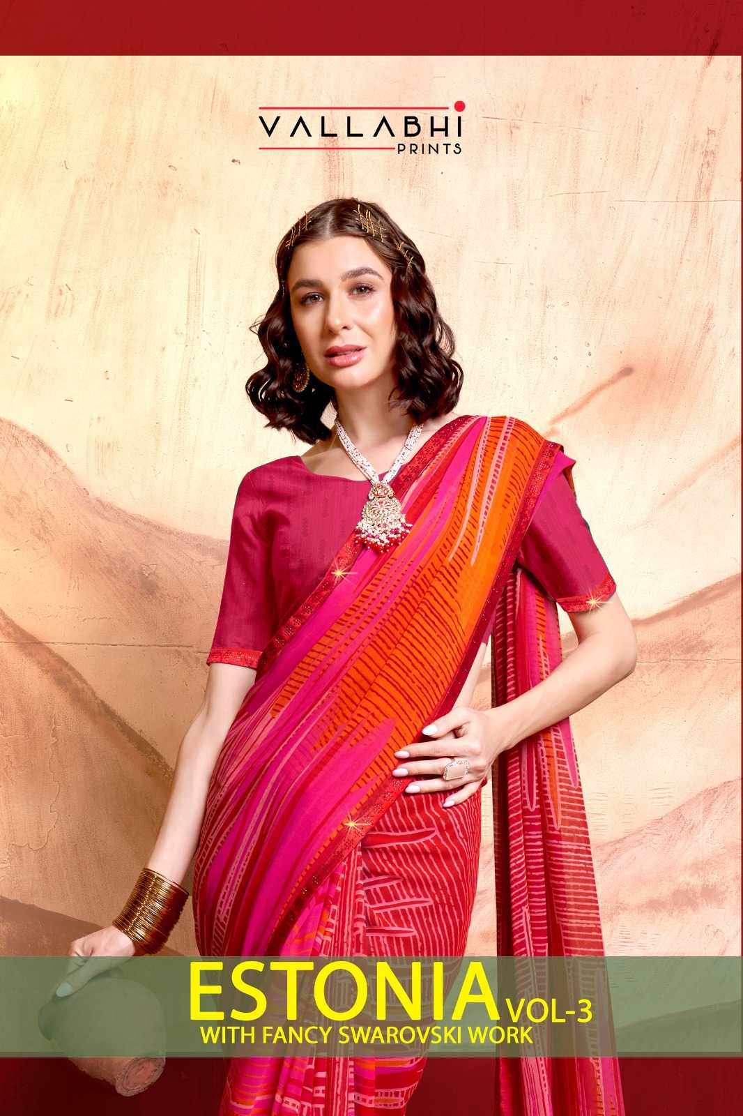 vallabhi prints estonia vol 3 classy look georgette saree collection 