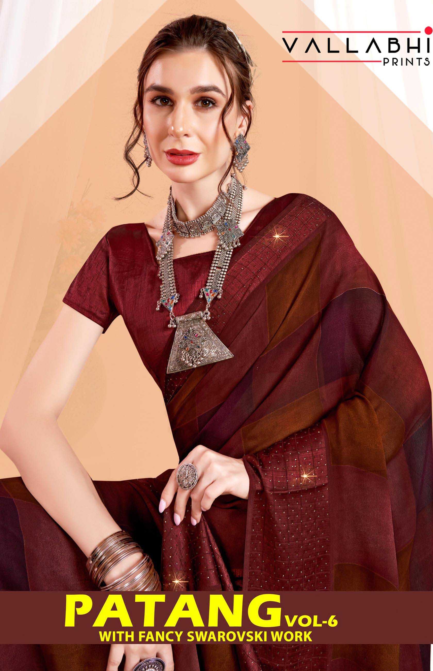 vallabhi prints patang vol 6 classy look georgette saree wholesaler