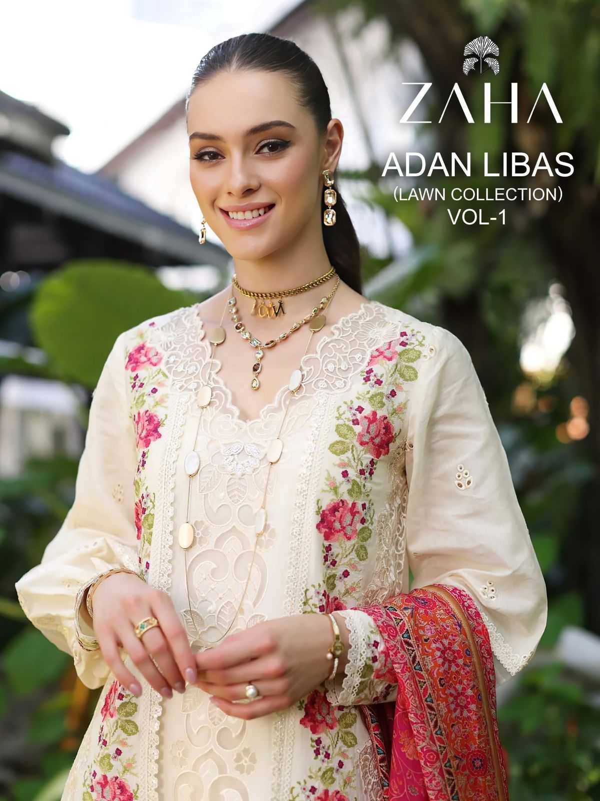 zaha adan libas lawn collection vol 1party wear cambric cotton pakistani salwar suit