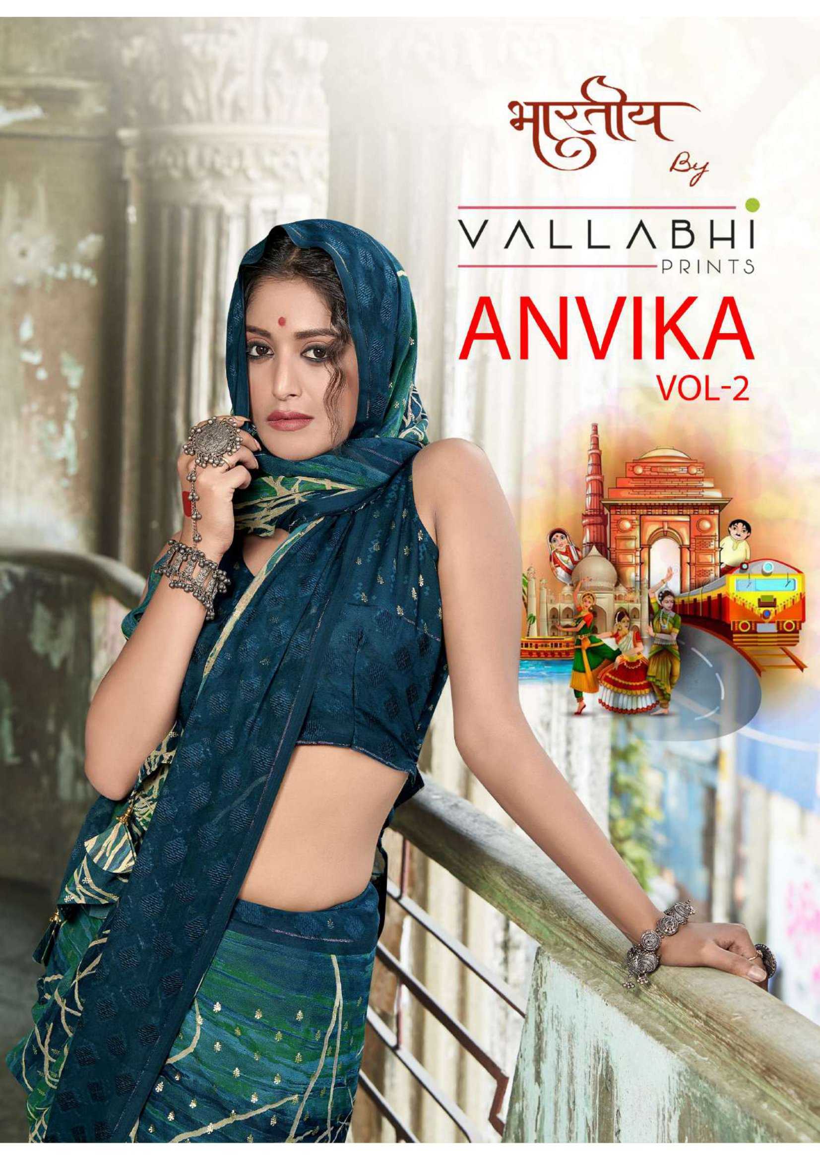 anvika vol  2 by vallabhi print 27271-27276 series designer georgette saree traders 