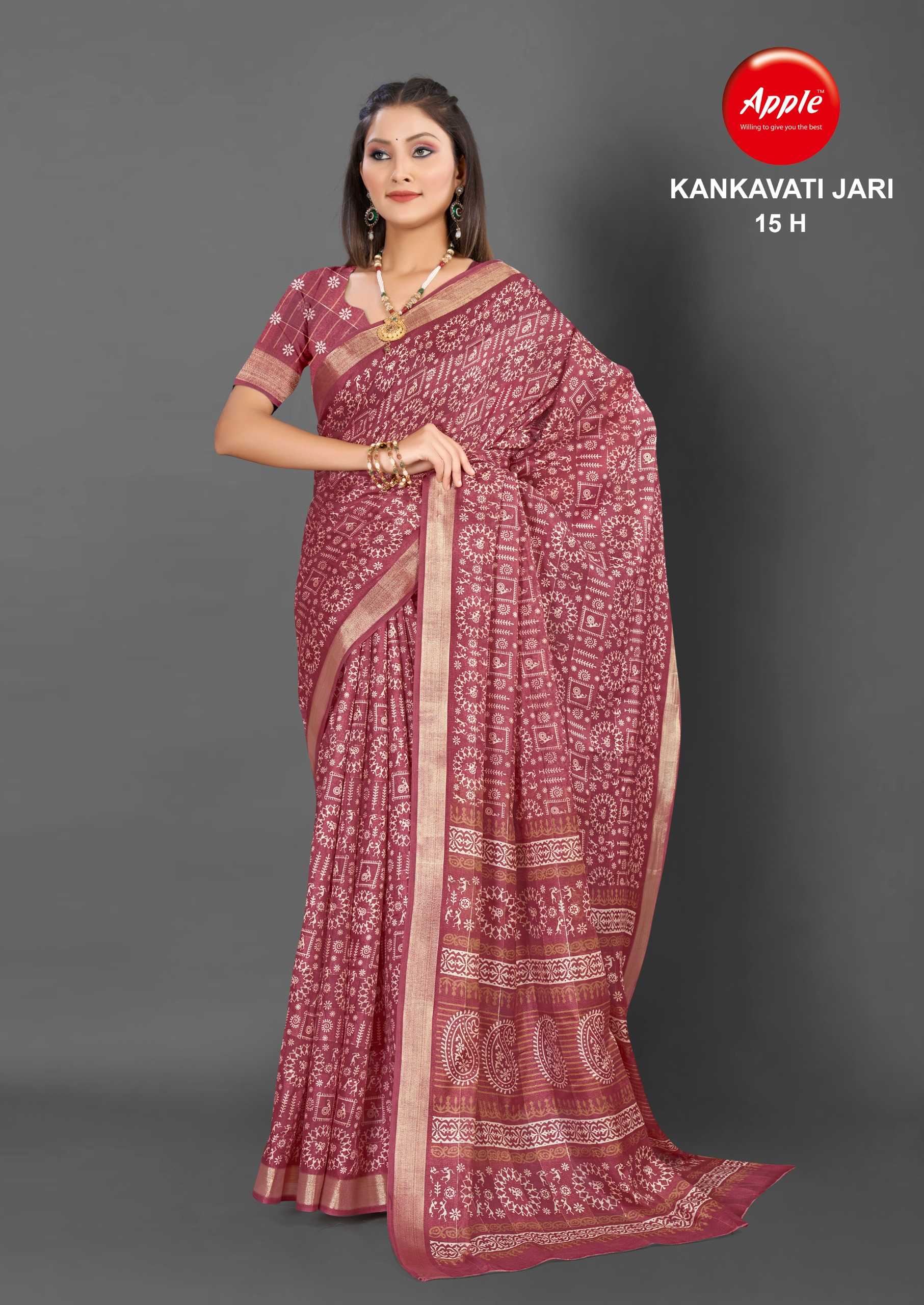 apple presents kankavati jari vol 15 new launch fancy saree wholesaler 