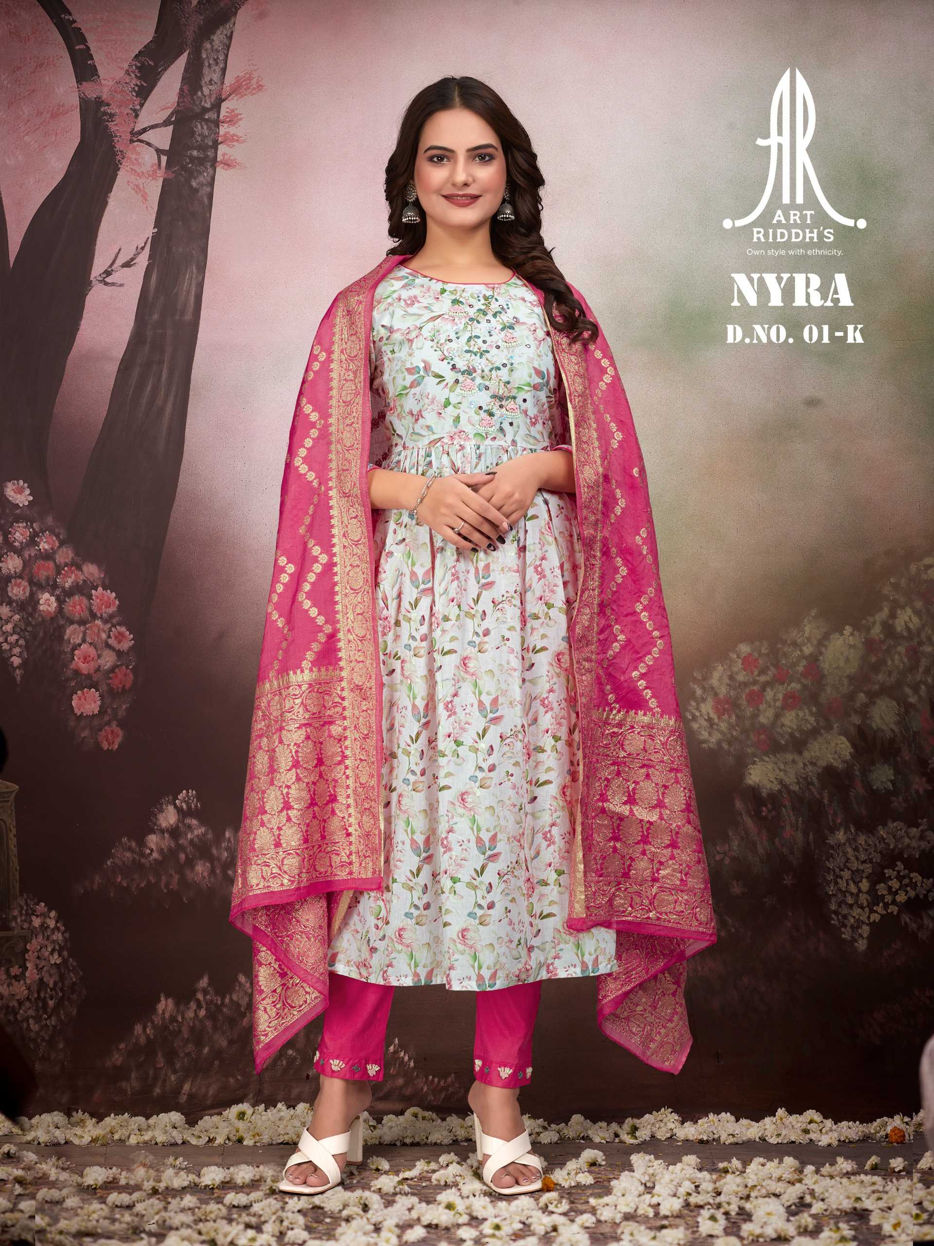 artridhs nayra cut readymade fancy adorable cotton handwork big size combo salwar suit
