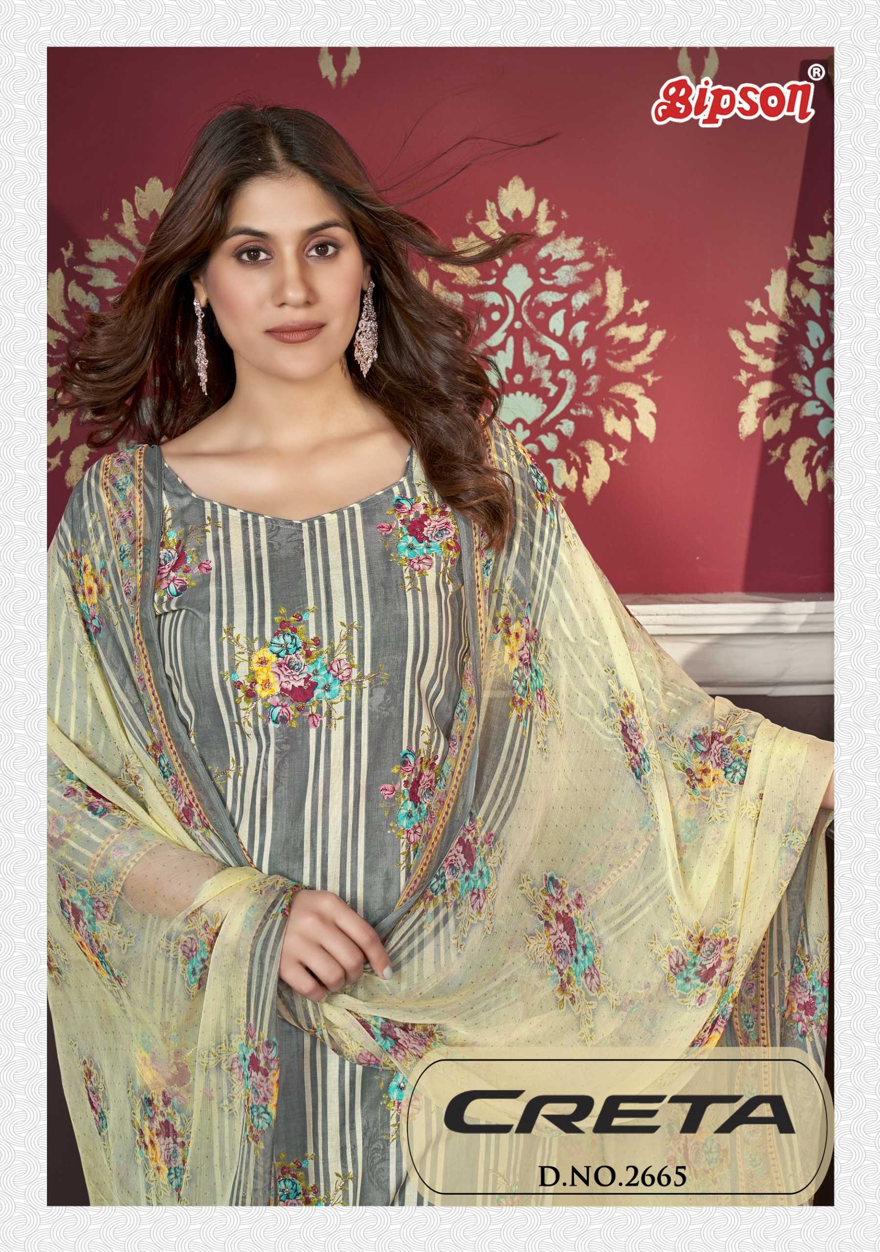 bipson prints creta 2665 cotton handwork design ethnic design salwar suit material