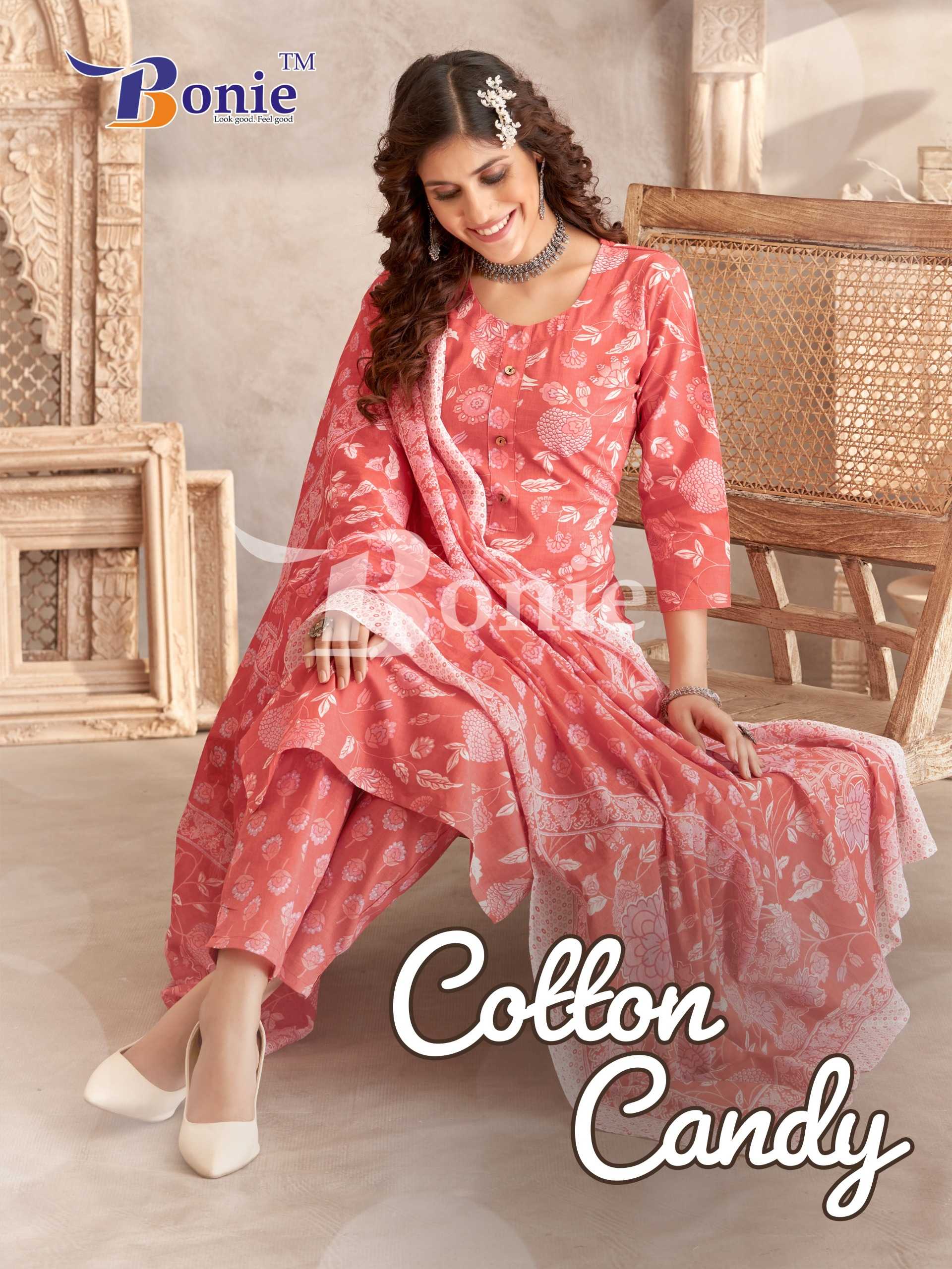 bonie cotton candy amazing prints fully stitch kurti pant with dupatta festive collection
