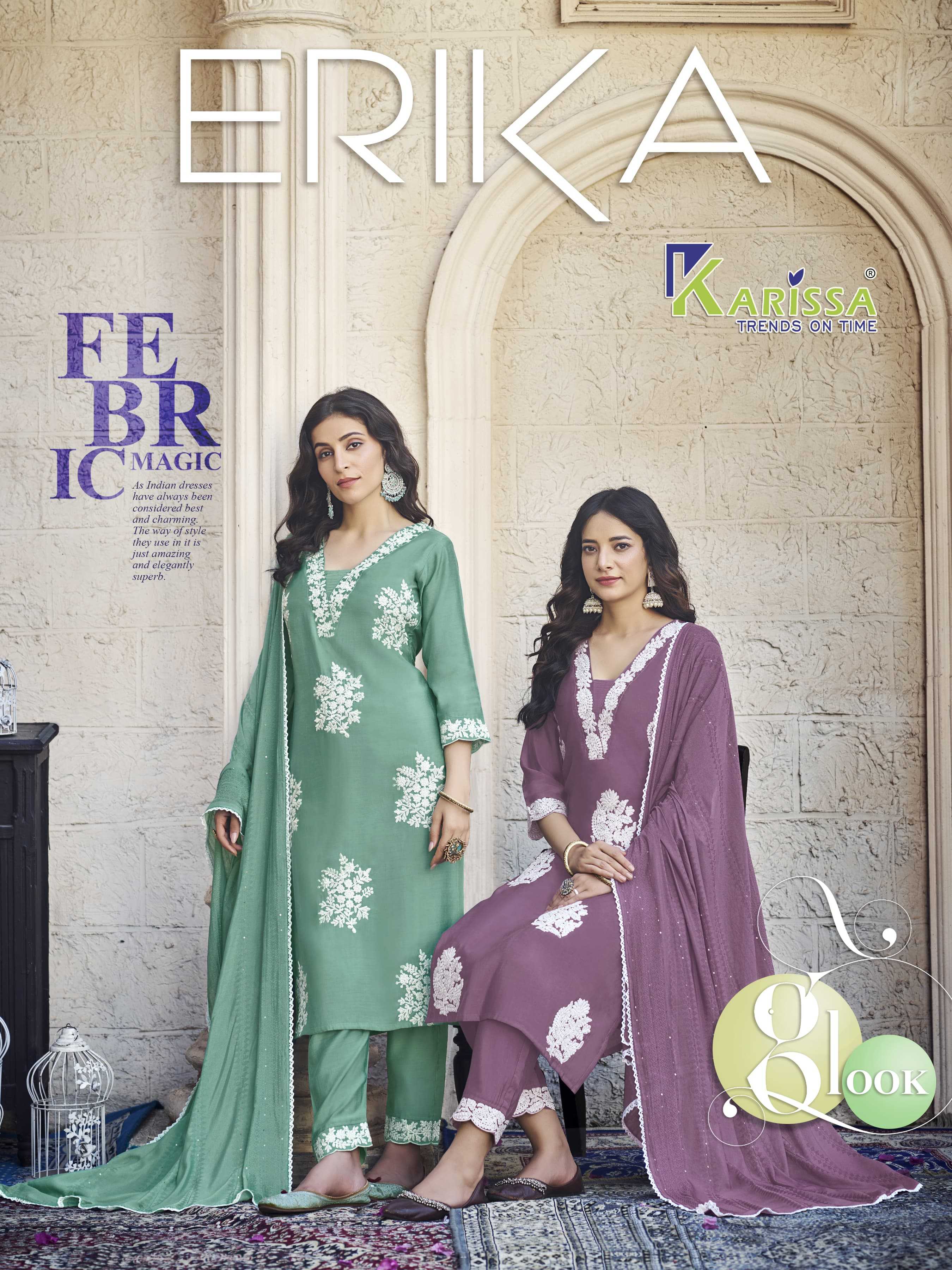 karissa erika fancy viscose beautiful thread work classy fully stitch kurti pant dupatta  