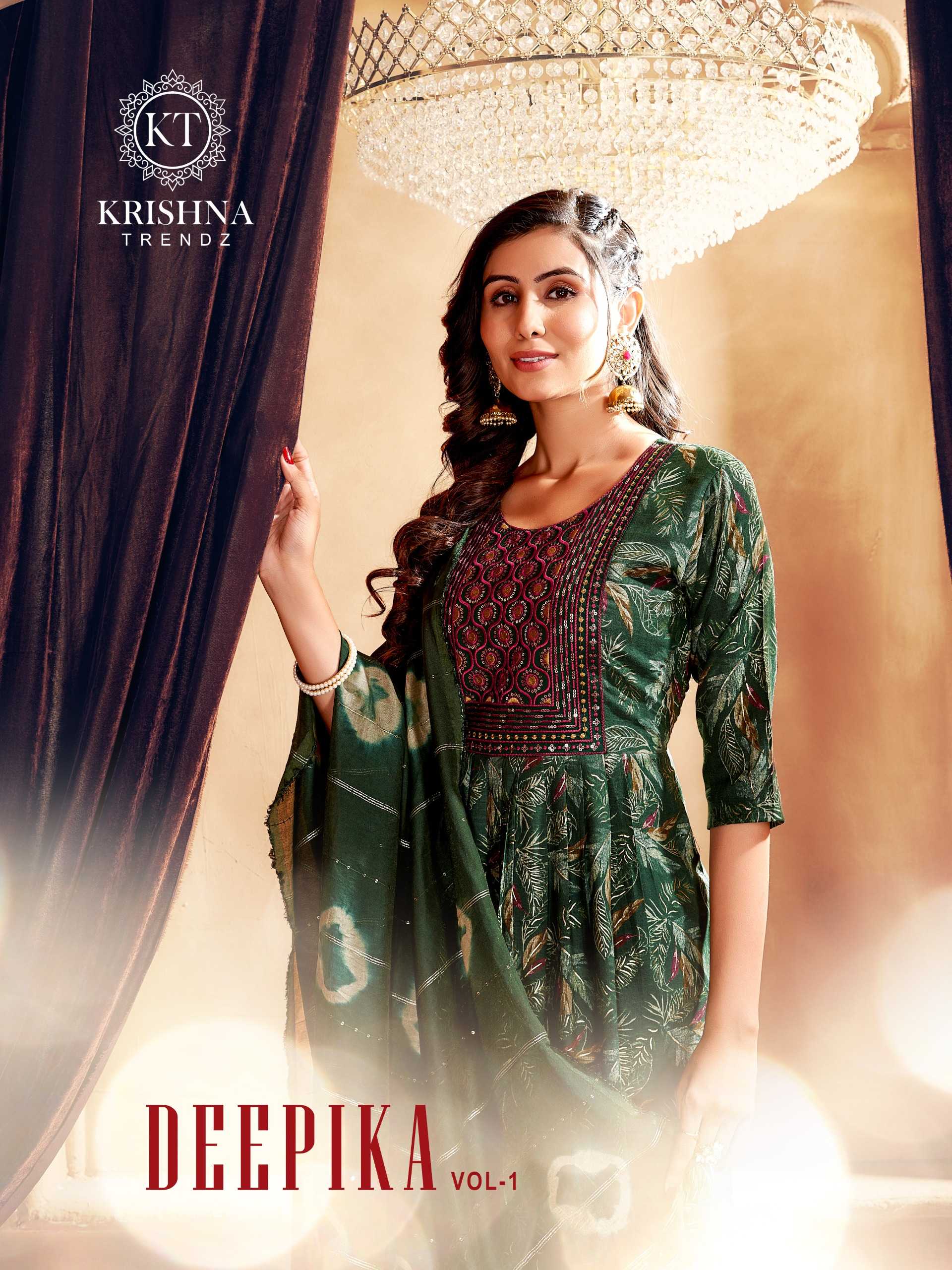 krishna trends deepika vol 1 readymade capsule print casual wear 3pcs dress