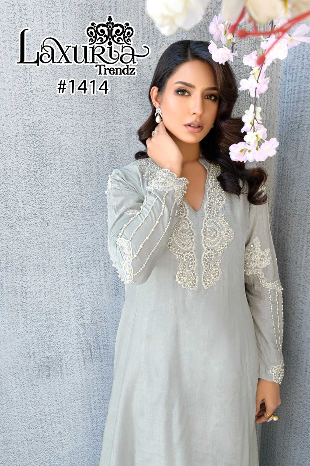laxuria trendz 1414 fashionable design georgette modern pakistani full stitch 3pcs dress