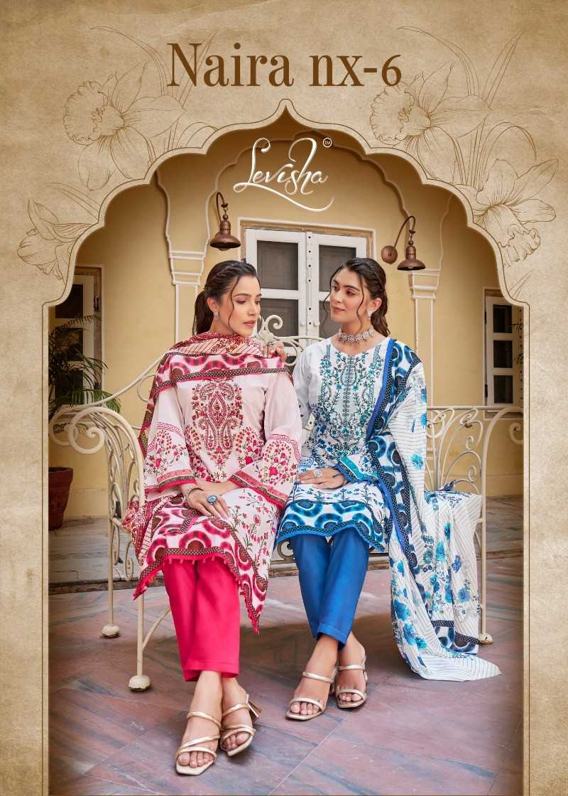 levisha naira nx vol 6 6013-6020 series cotton pakistani style unstitch salwar kameez 