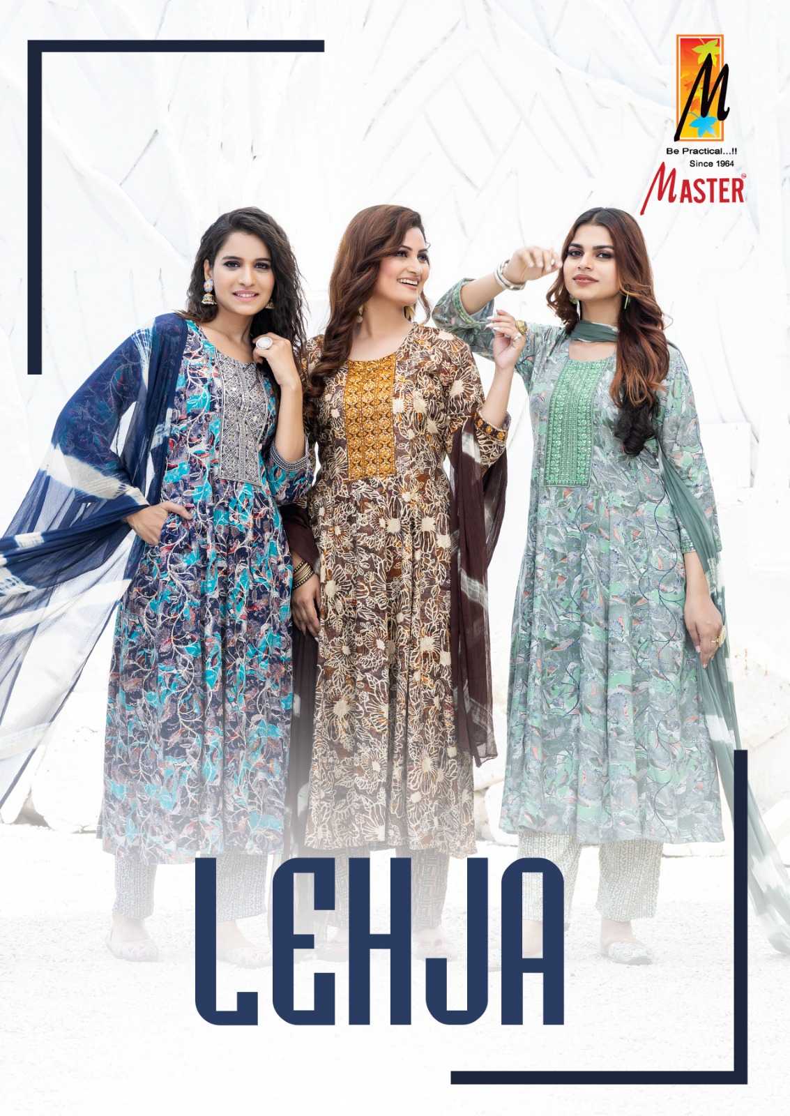 master lehja amazing design fully stitch rayon print ghera pattern salwar kameez